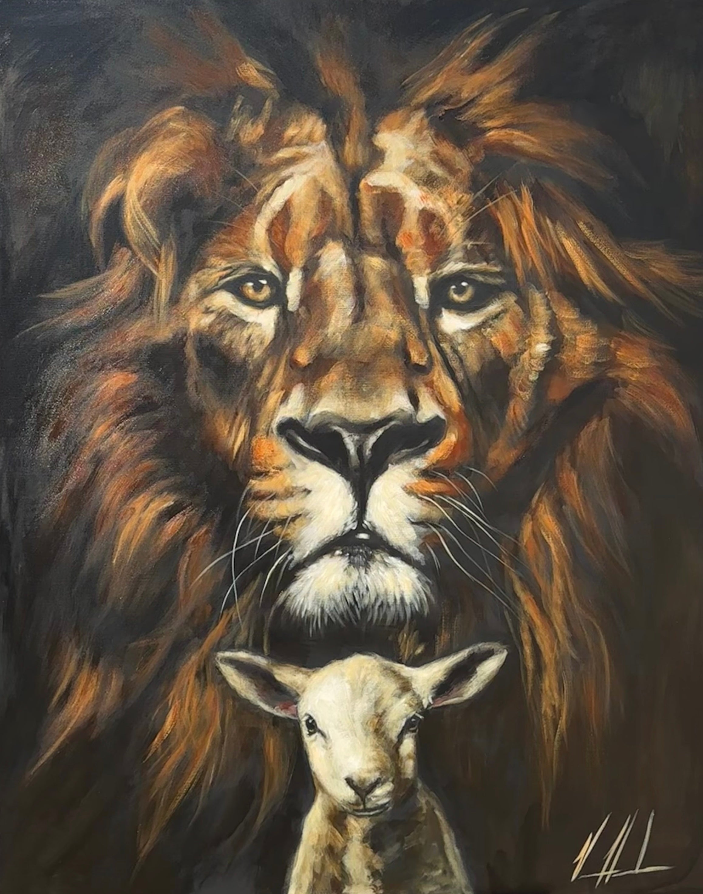 The Lion and Lamb Passover - 48”x60” Original Acrylic Painting Original Painting Vanessa Horabuena