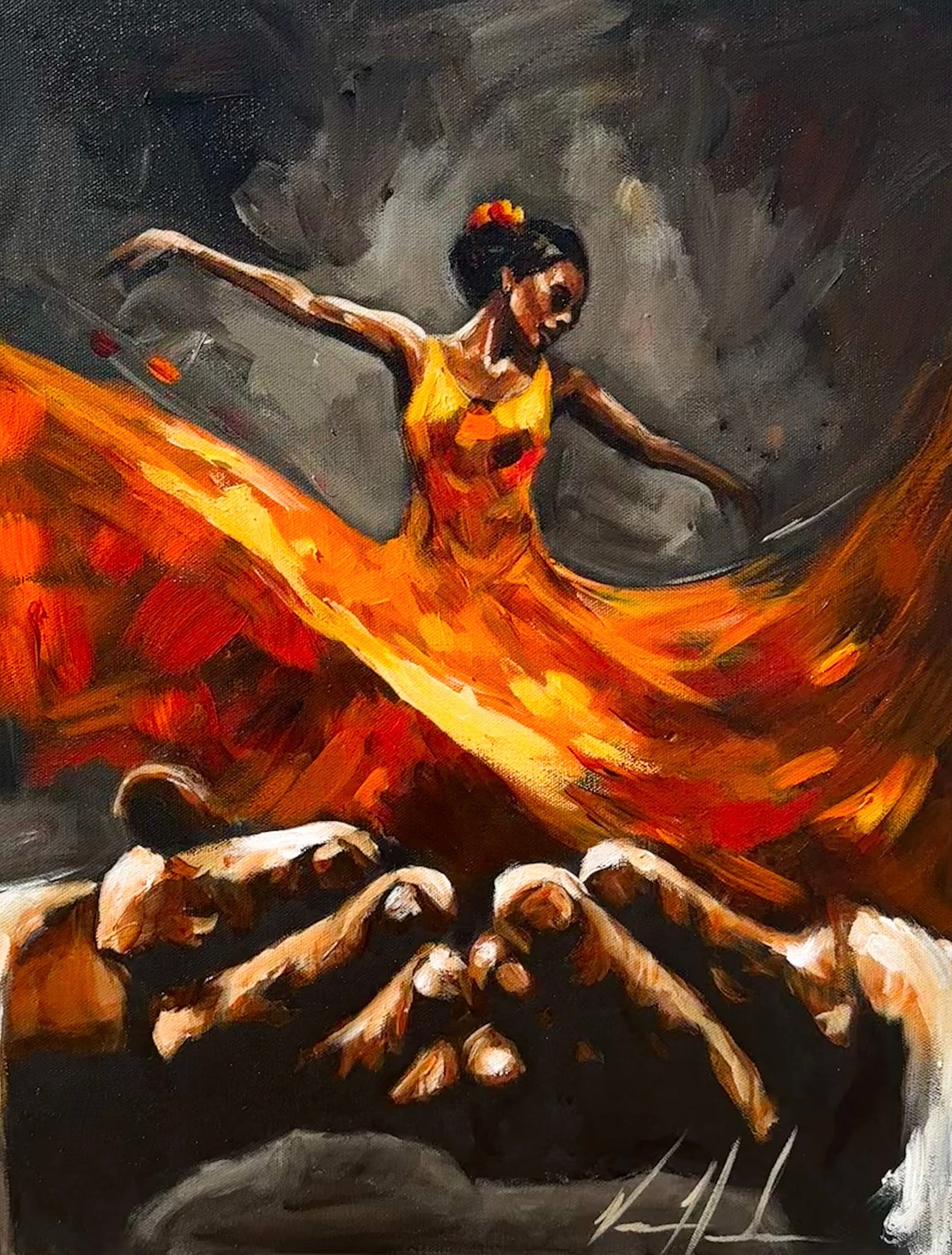 Endless Dance in the Father’s Hands - Holy Fire - 16”x20” Original Acrylic Painting Original Painting Vanessa Horabuena