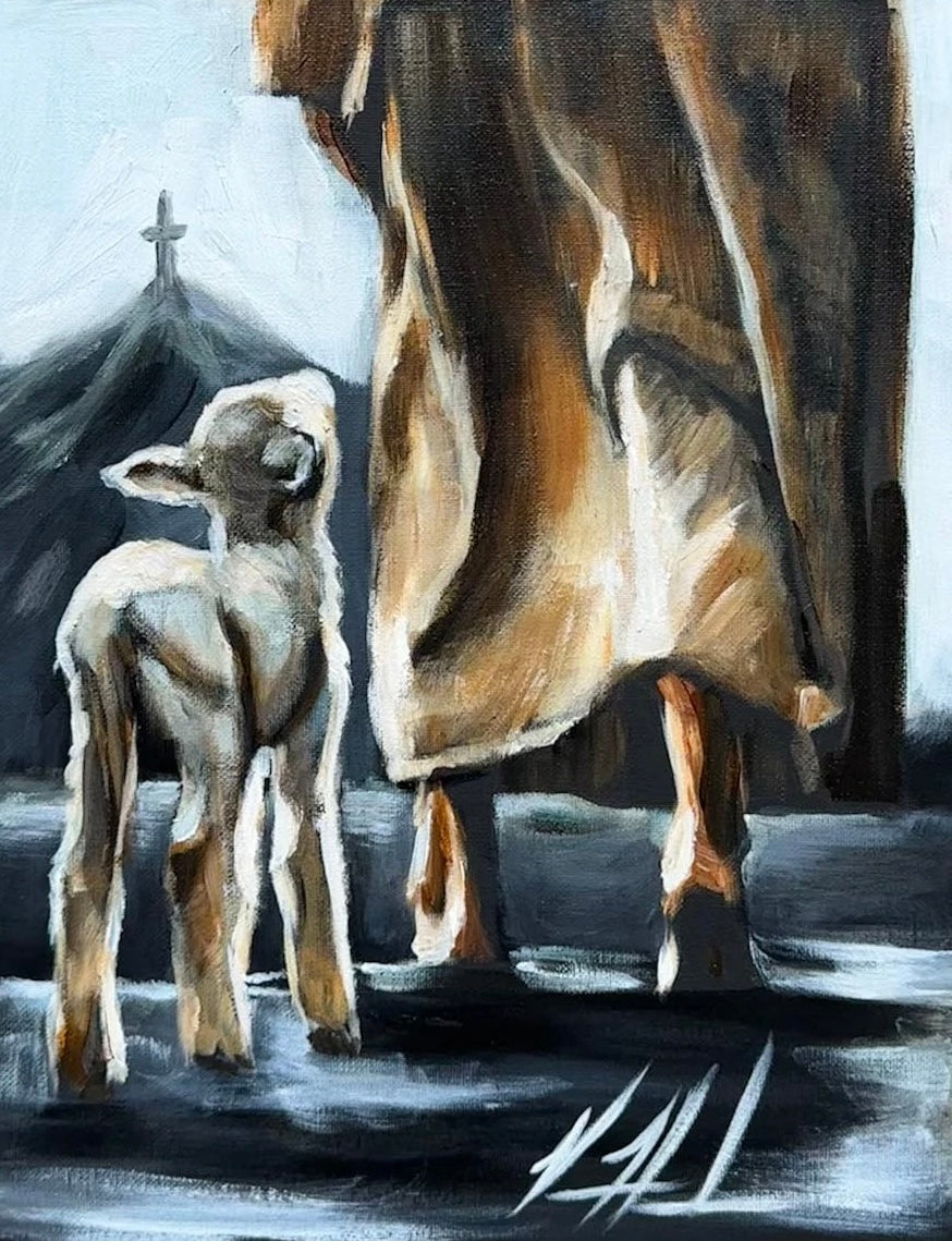 My Sheep Listen to My Voice - 11”x14” Original Acrylic Painting