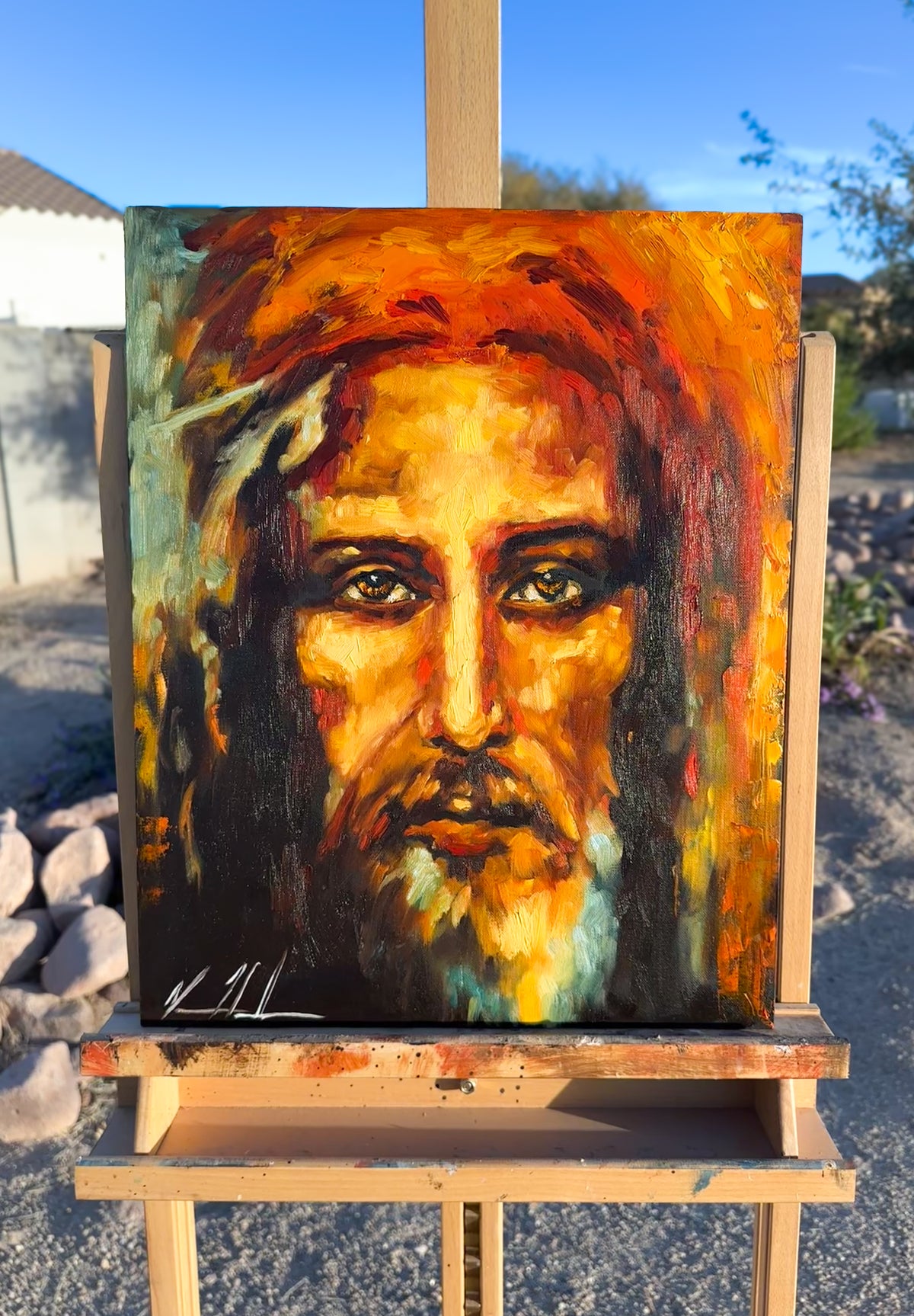 The Shroud of Turin - Colors of Life - 16”x20” Original Oil Painting Vanessa Horabuena