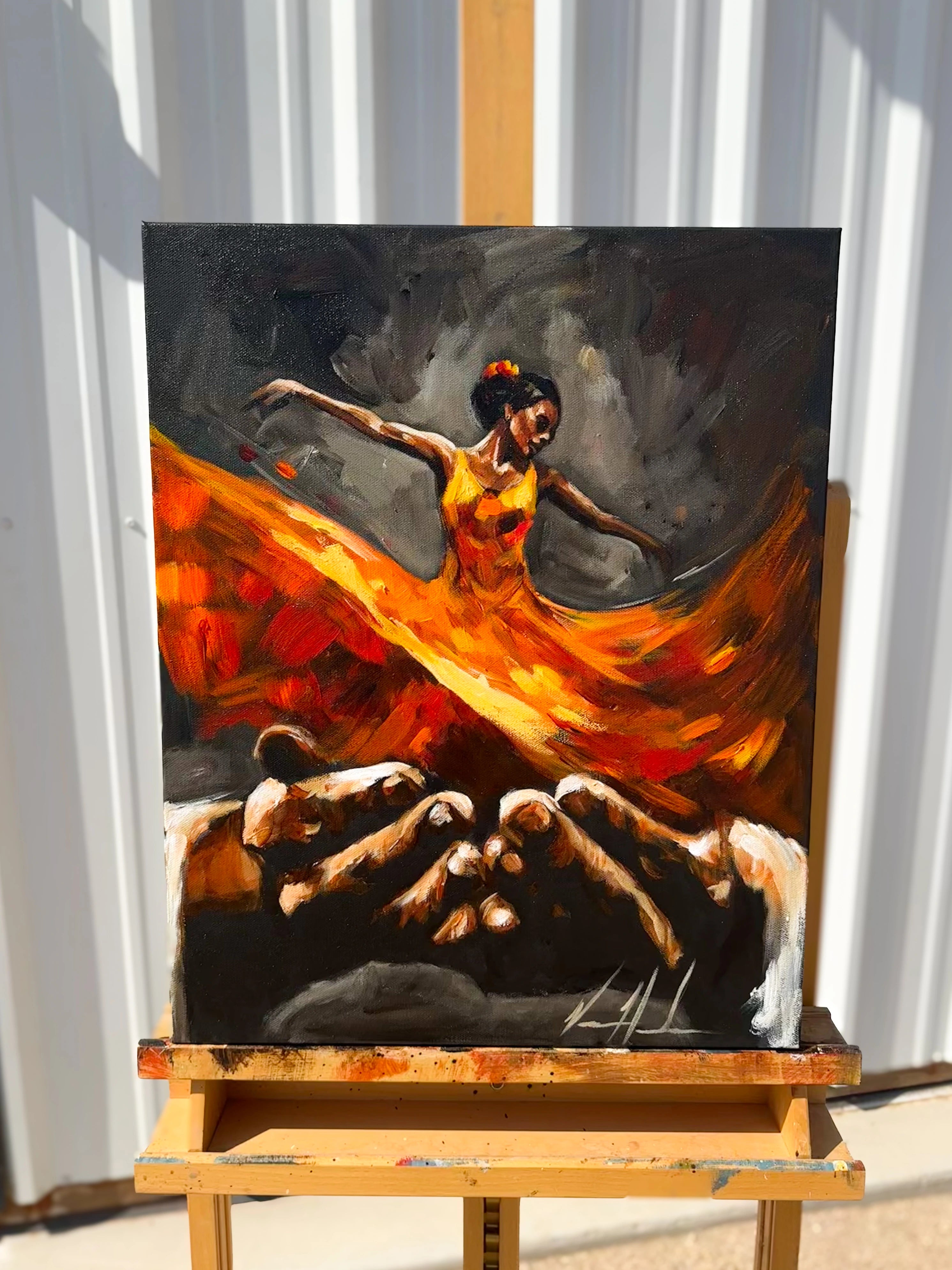 Endless Dance in the Father’s Hands - Holy Fire - 16”x20” Original Acrylic Painting Original Painting Vanessa Horabuena