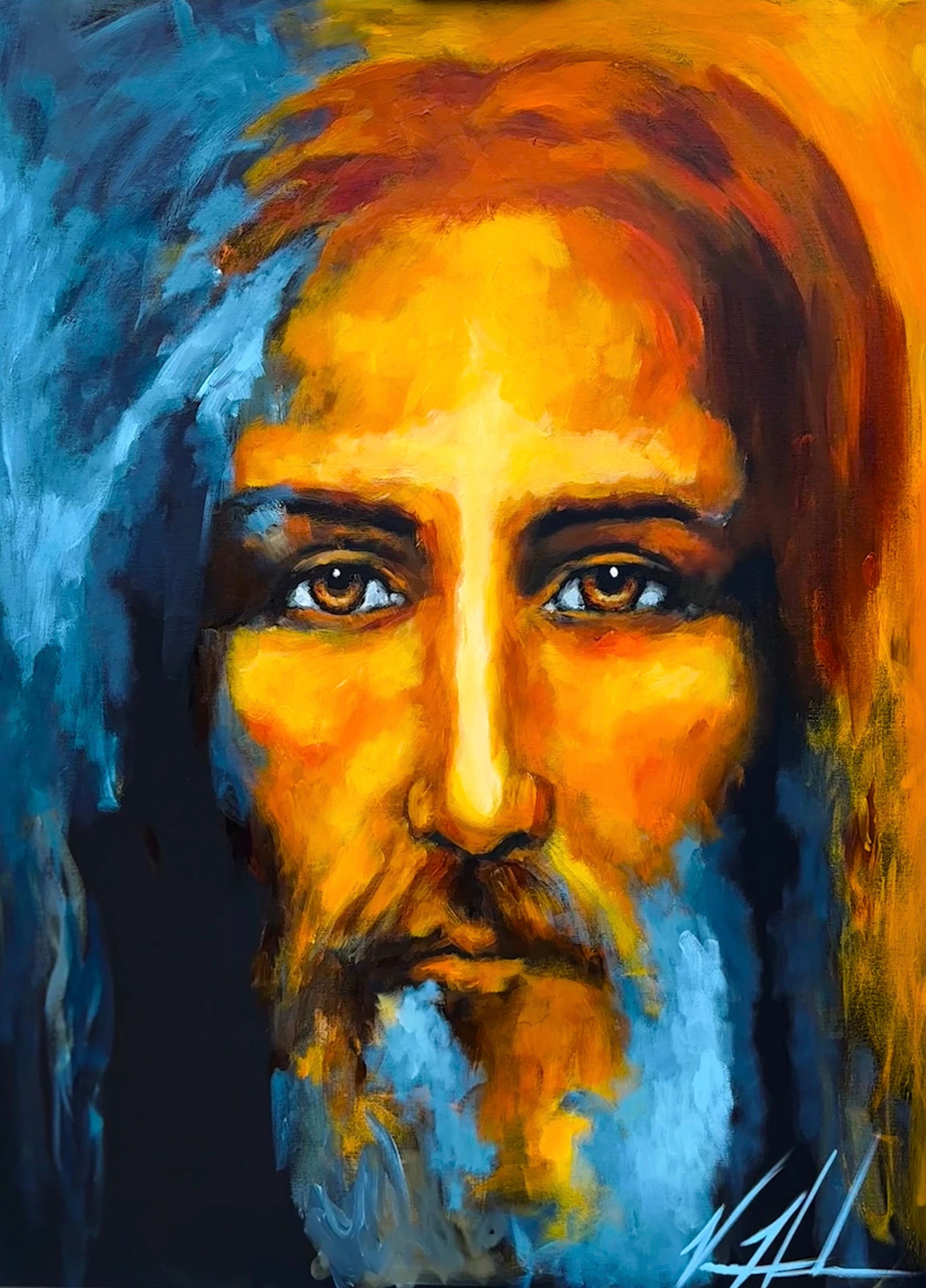 The Shroud of Turin - Peace in His Eyes - 36”x48” Original Acrylic Painting