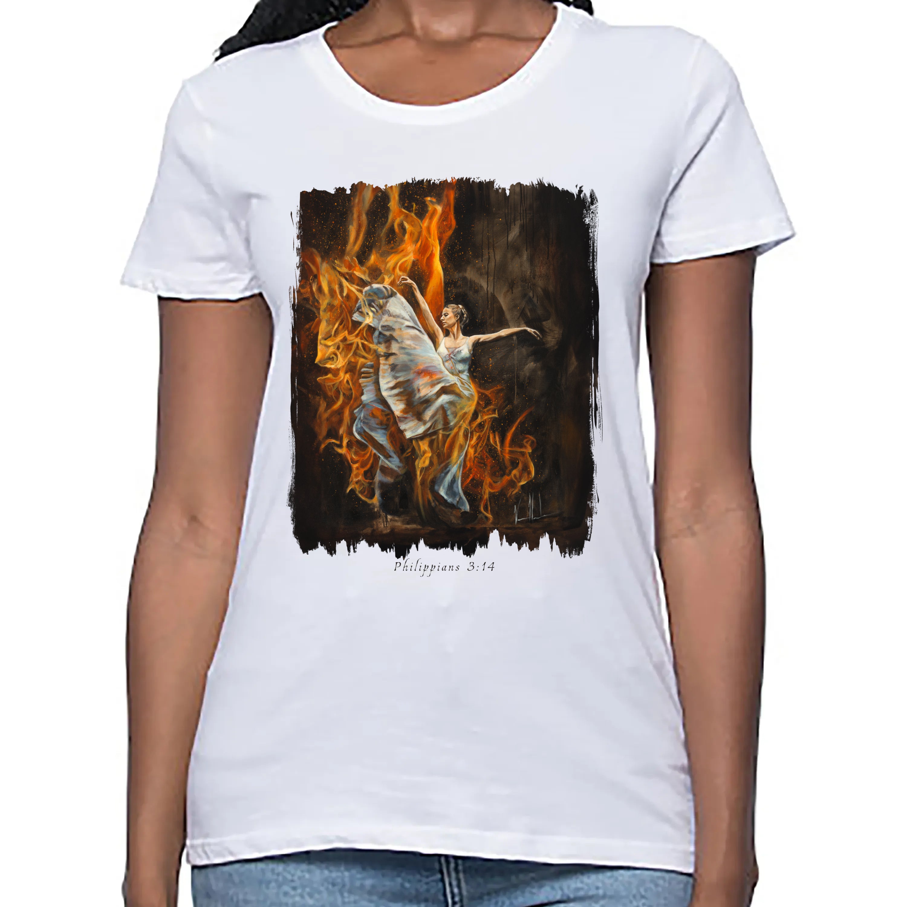 A Burning Flame Within - Women's T (Organic Bamboo) Vanessa Horabuena Short Sleeve Frost (White) XS