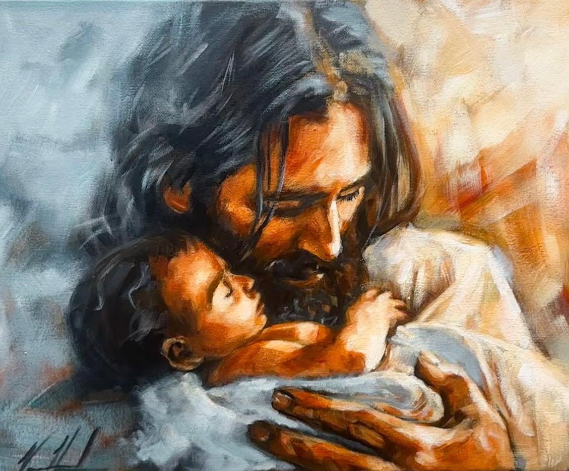 In the Arms of Love - 16”x20” Original Acrylic Painting