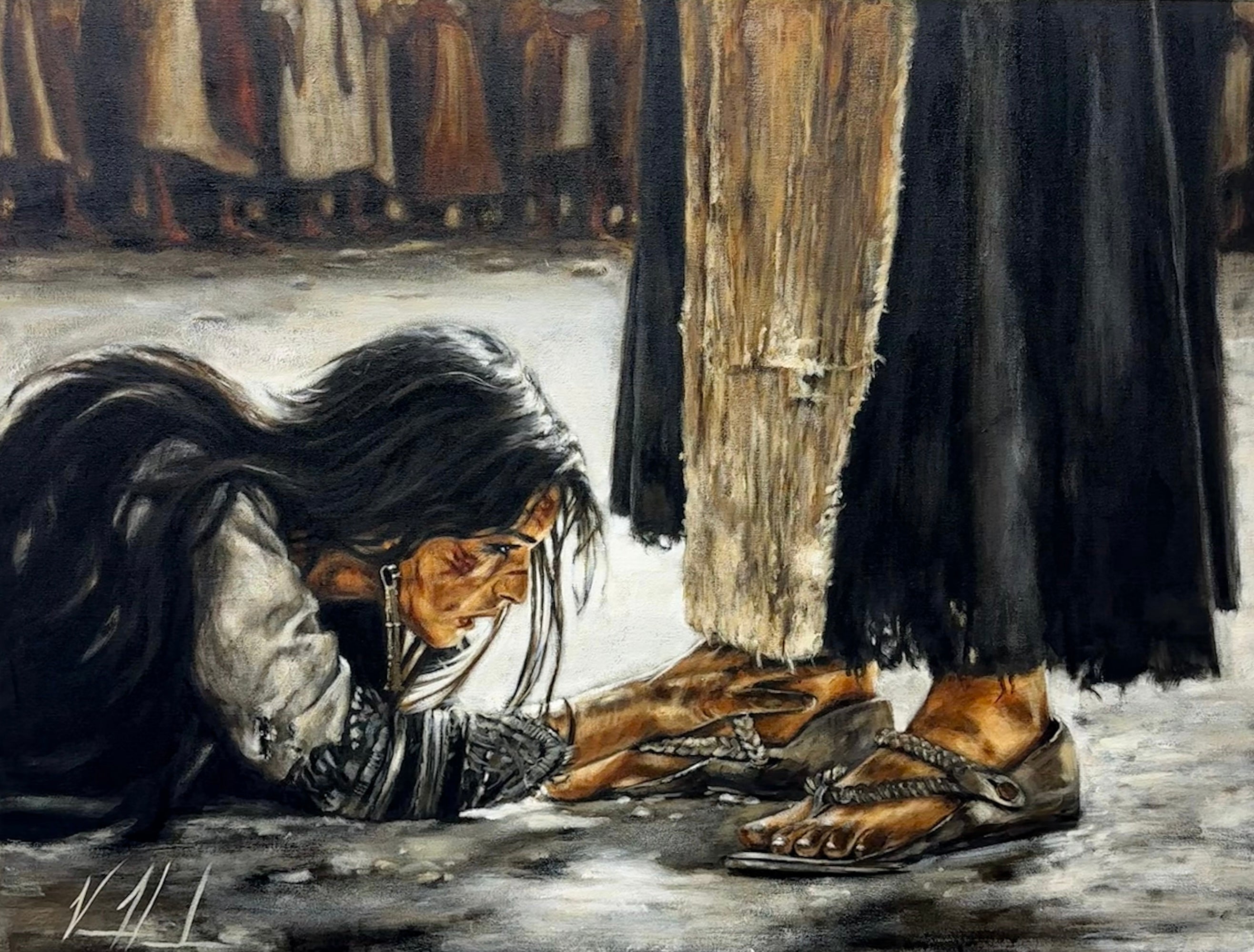 “Woman, Where Are Your Accusers?” - 36”x48” Original Acrylic Painting Original Painting Vanessa Horabuena