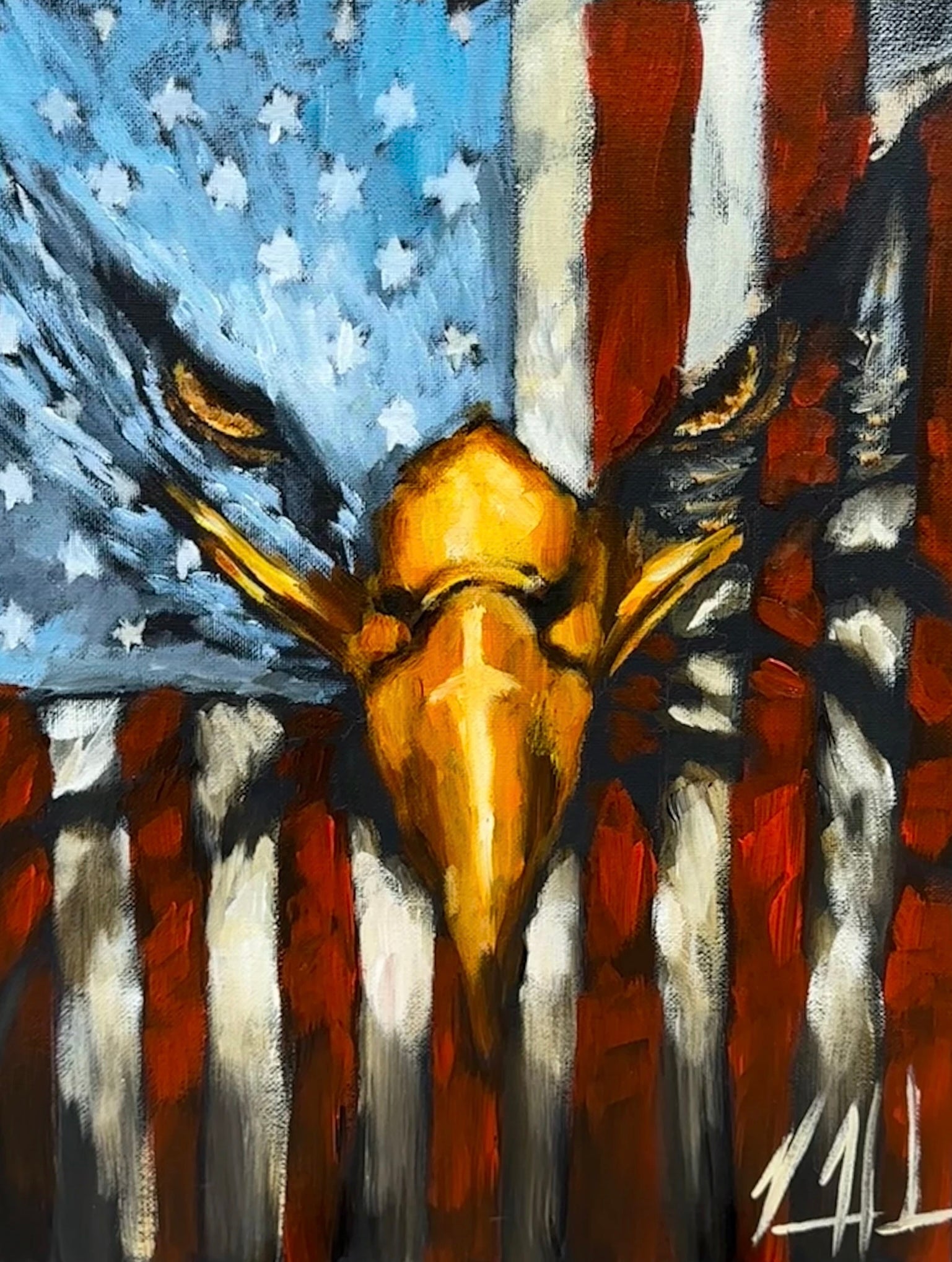 Stripes of Freedom - 11”x14” Original Acrylic Painting Original Painting Vanessa Horabuena