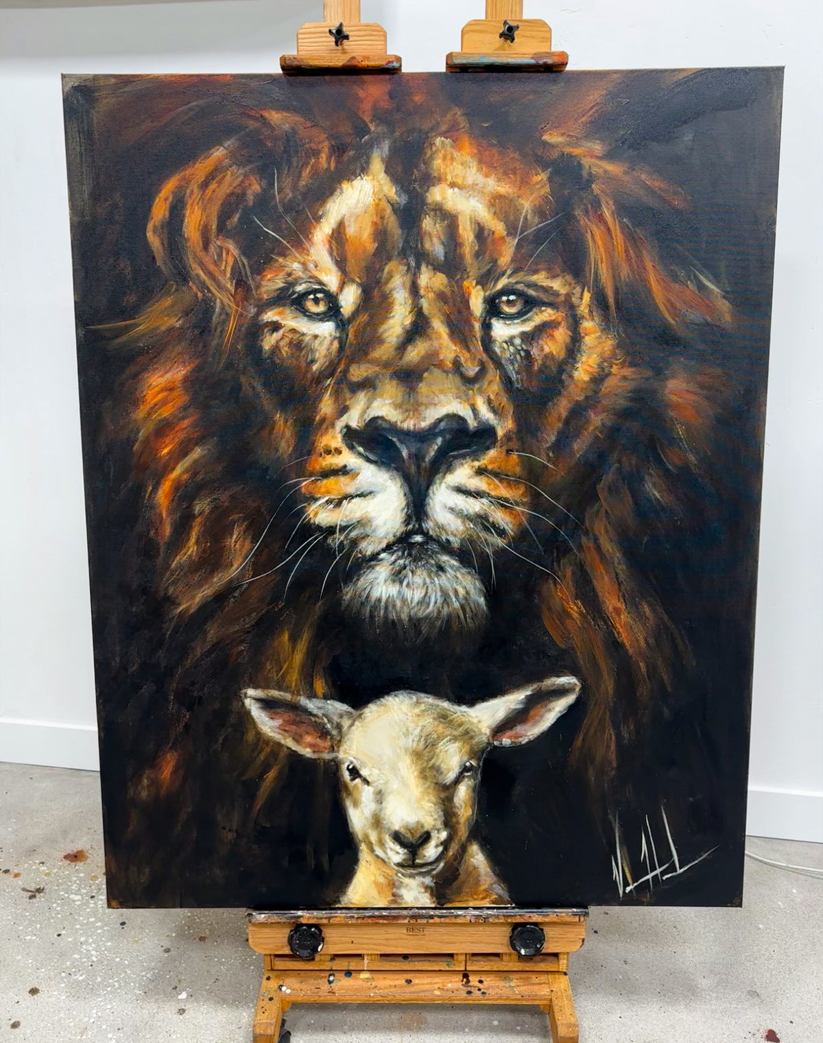 The Lion and Lamb Passover - 48”x60” Original Acrylic Painting