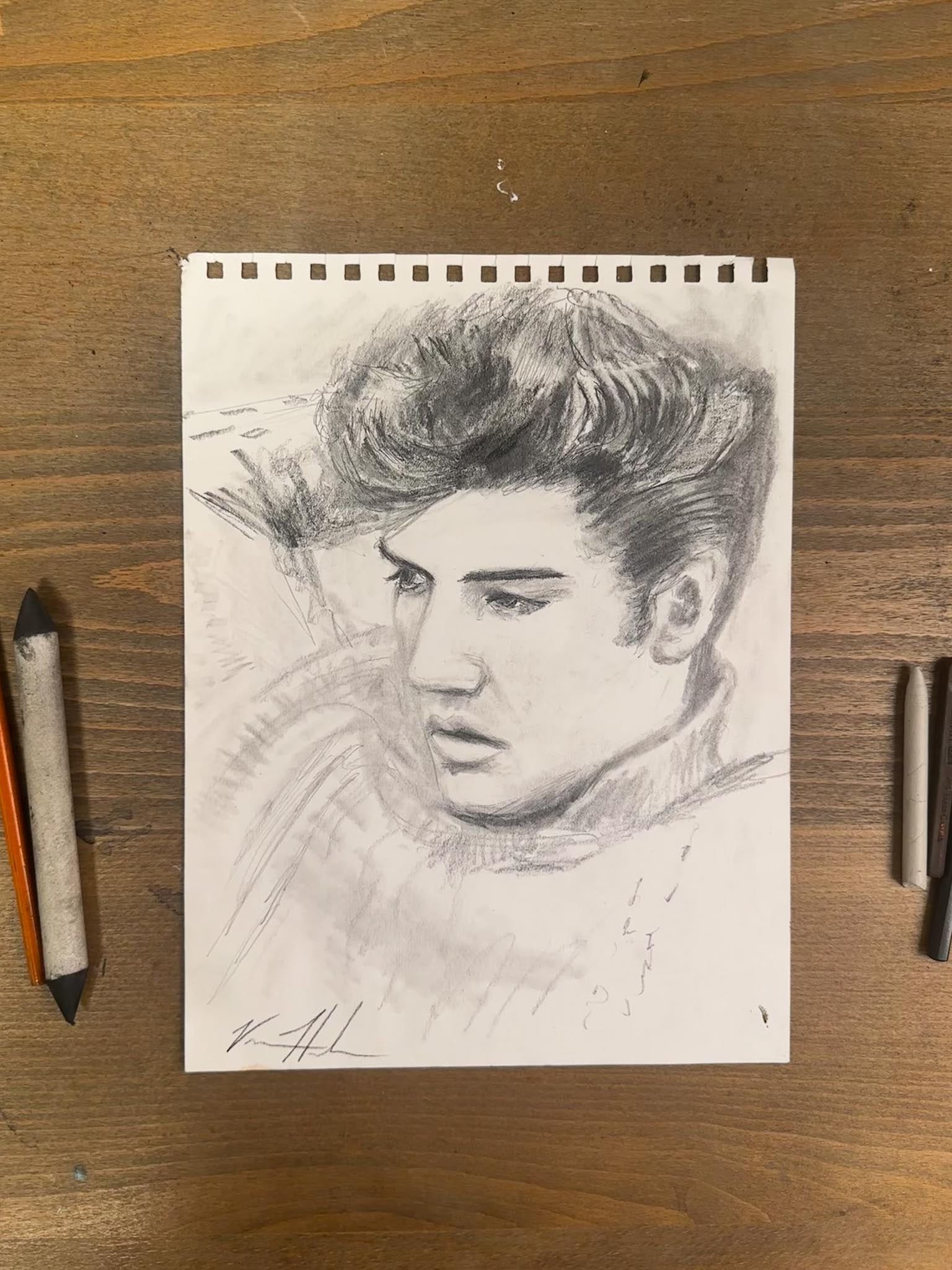 Elvis #2 - 9”x12” Original Graphite Drawing