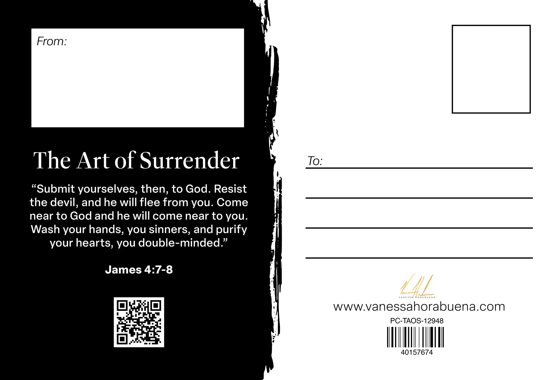The Art of Surrender - Postcard Lion Art Print, Jesus Art Print Vanessa Horabuena