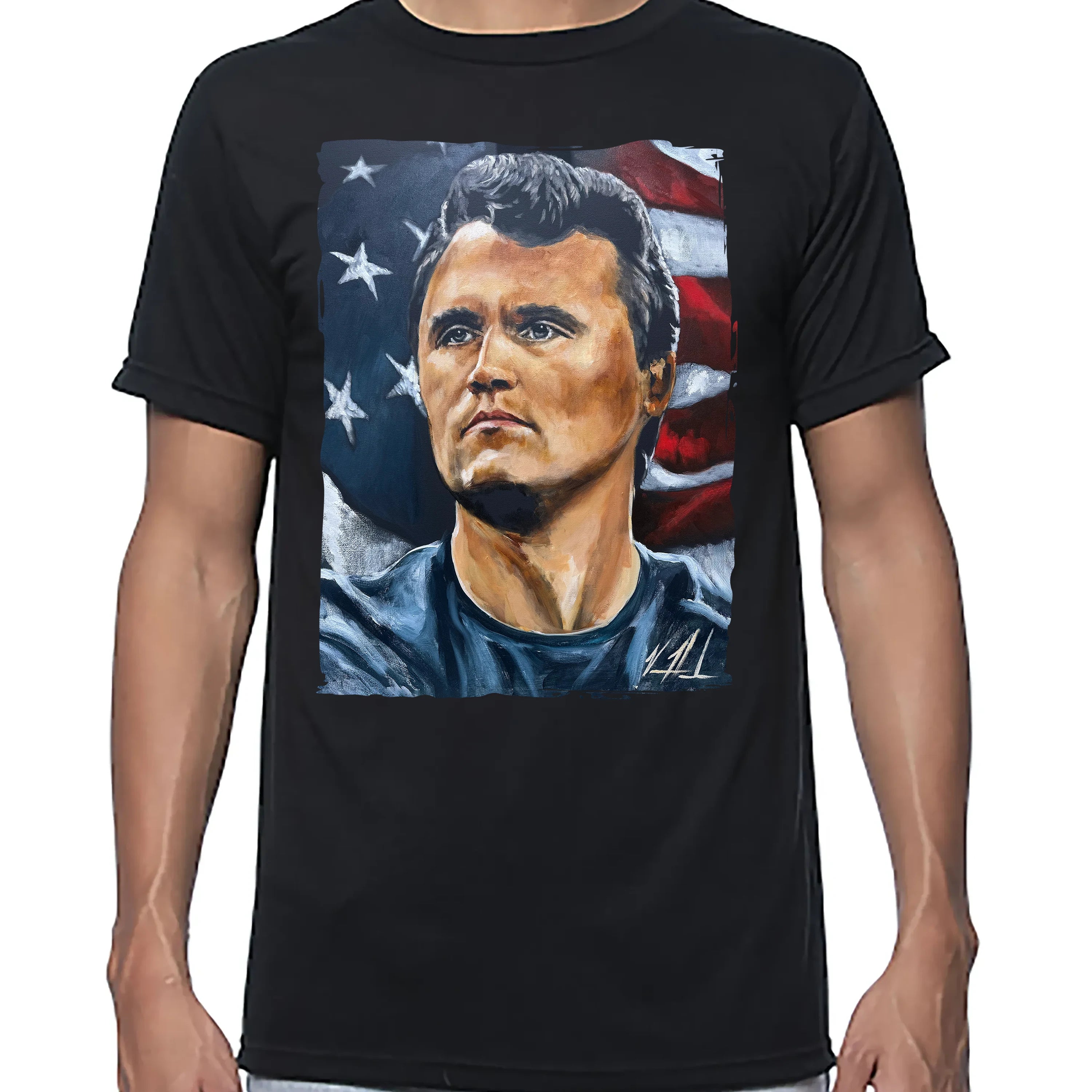 Charlie Kirk - The American Martyr - Unisex T (Premium Organic Fabric) Vanessa Horabuena Bamboo Black Small