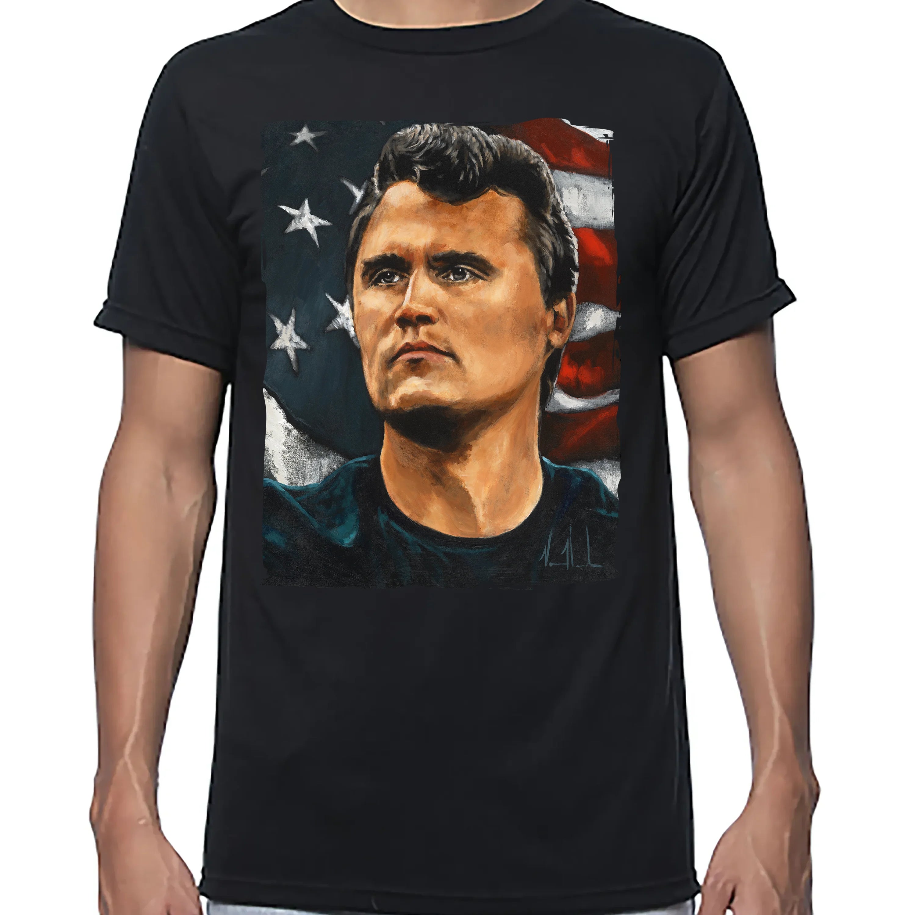 Charlie Kirk - The American Martyr - Unisex T (Premium Organic Fabric) Vanessa Horabuena Bamboo Black Small