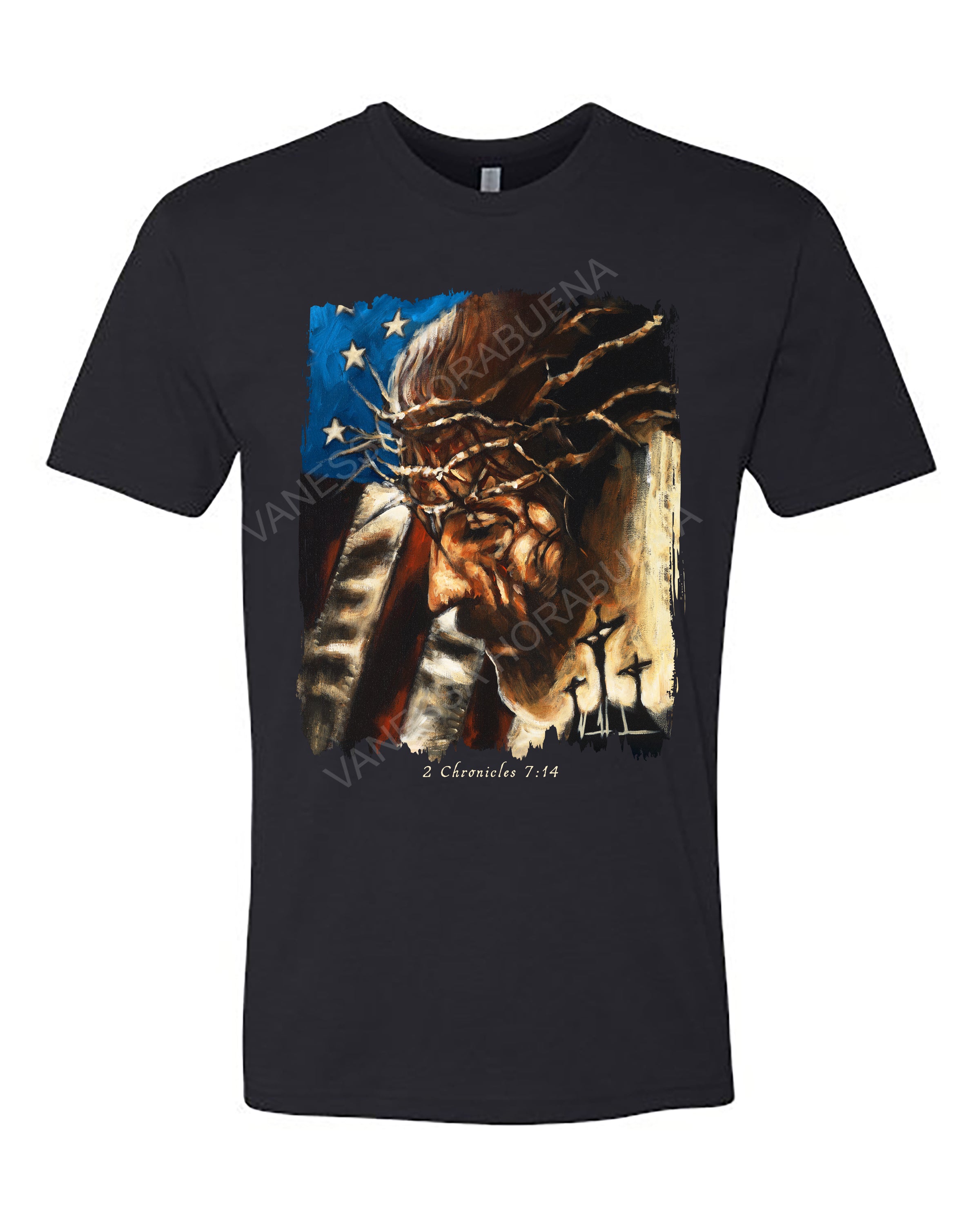 One Nation Under God - Unisex T-Shirt Poly-Blend Vanessa Horabuena Short Sleeve Black Small