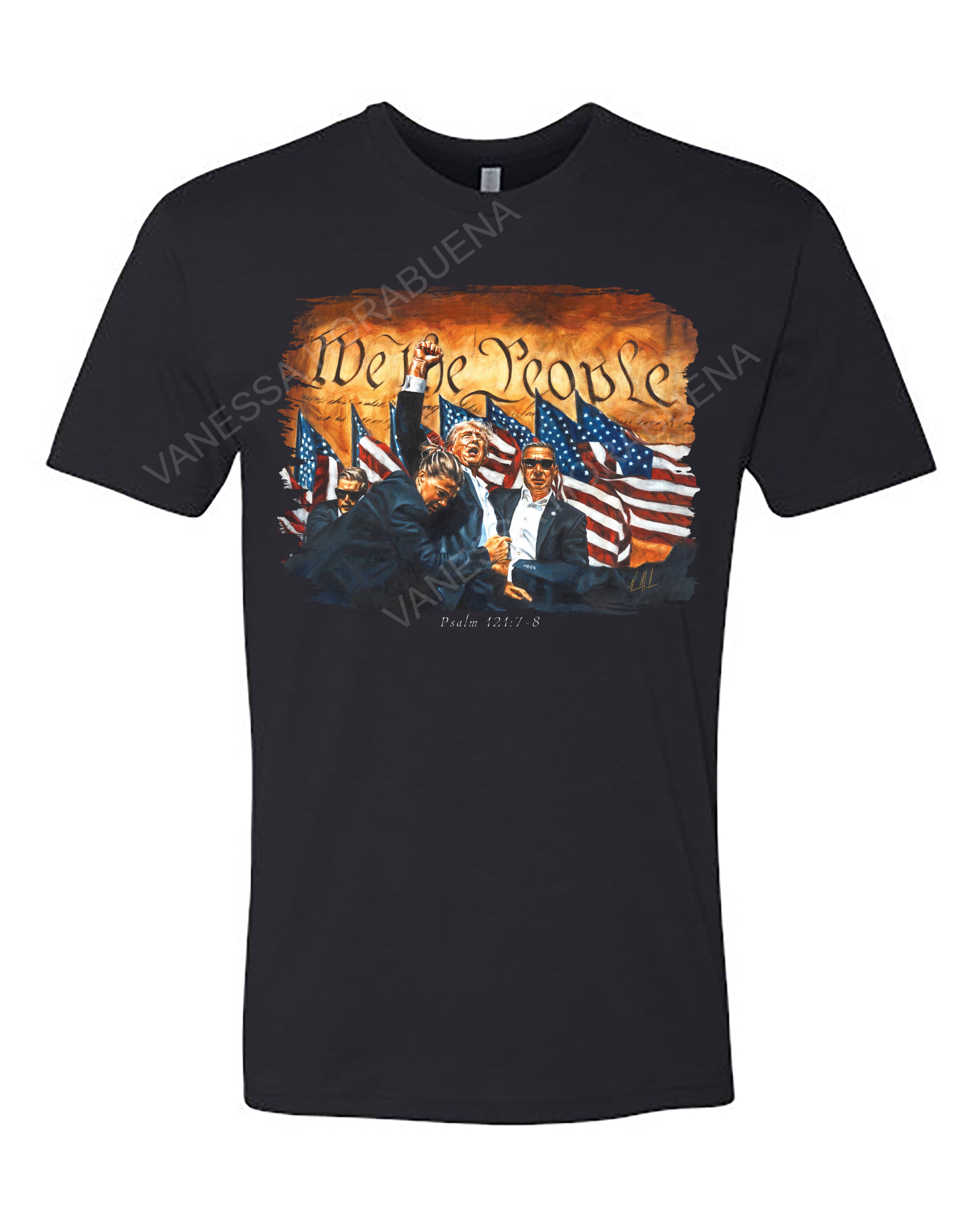 Fight For America - Unisex T-Shirt Poly-Blend Vanessa Horabuena Short Sleeve Black Small