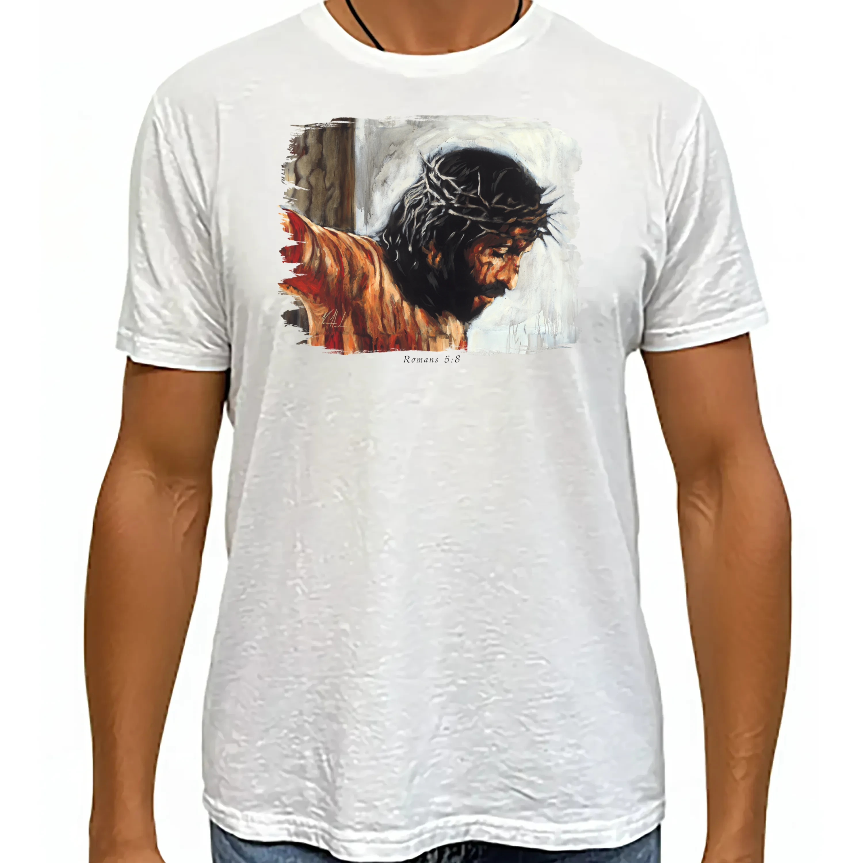By His Wounds We Are Healed (White Background) - Unisex T (Organic Bamboo) Vanessa Horabuena Short Sleeve Frost (White) XS