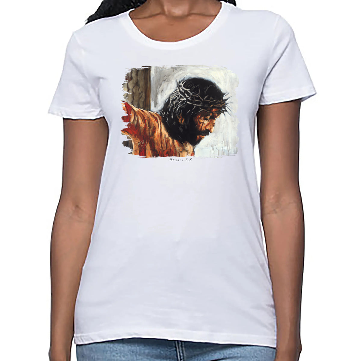 By His Wounds We Are Healed (White Background) - Women's T (Organic Bamboo) Vanessa Horabuena Short Sleeve Frost (White) XS
