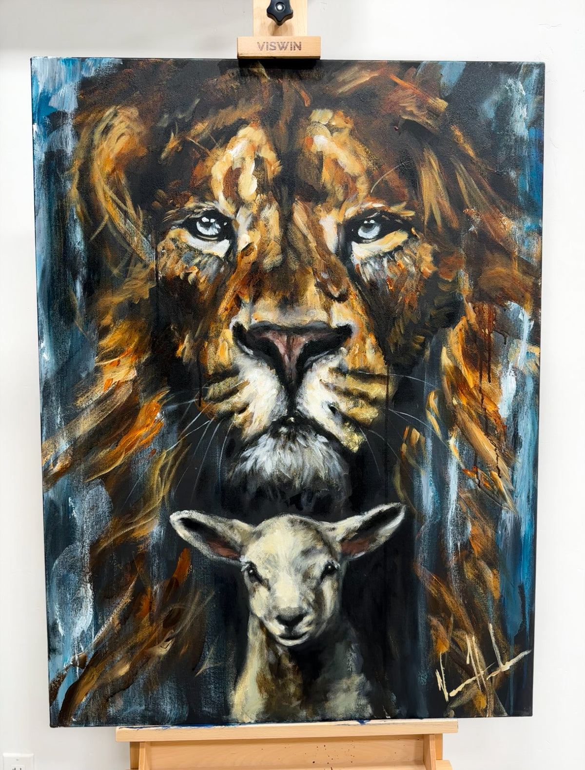 The Lion and Lamb Passover - 30”x40” Original Painting