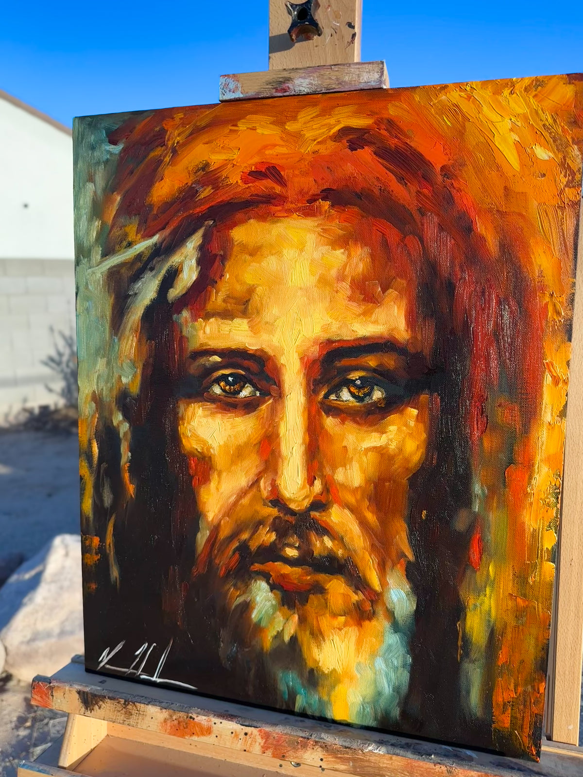 The Shroud of Turin - Colors of Life - 16”x20” Original Oil Painting Vanessa Horabuena