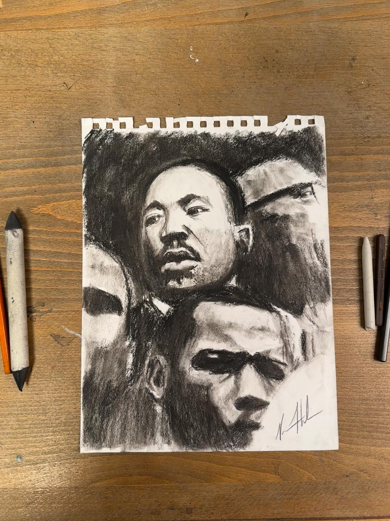 MLK - A Voice that Must Be Heard - 9”x12” Original Charcoal Drawing