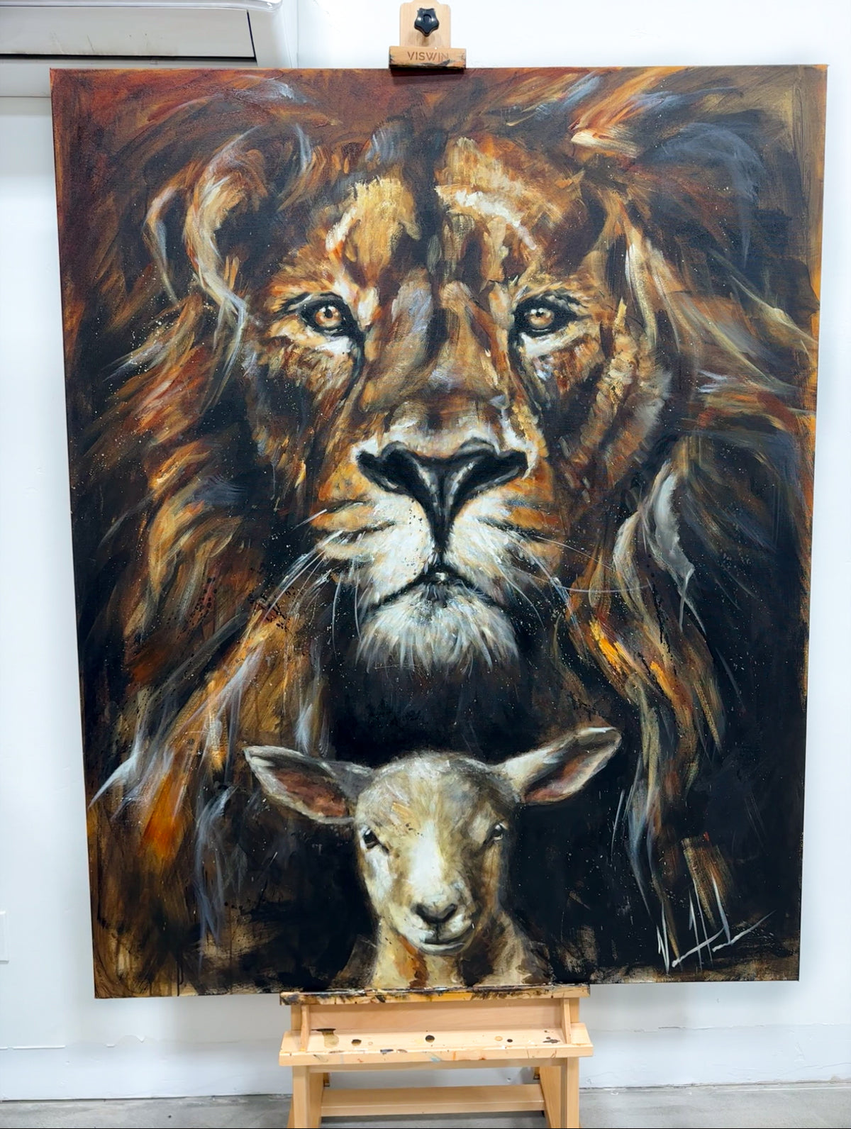 The Lion and Lamb Passover - 48”x60” Original Acrylic Painting
