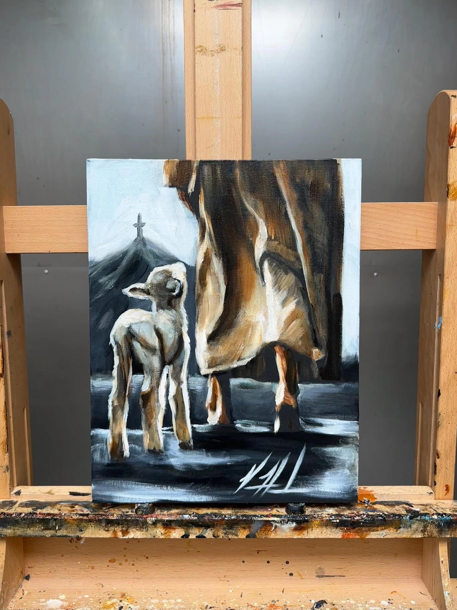 My Sheep Listen to My Voice - 11”x14” Original Acrylic Painting