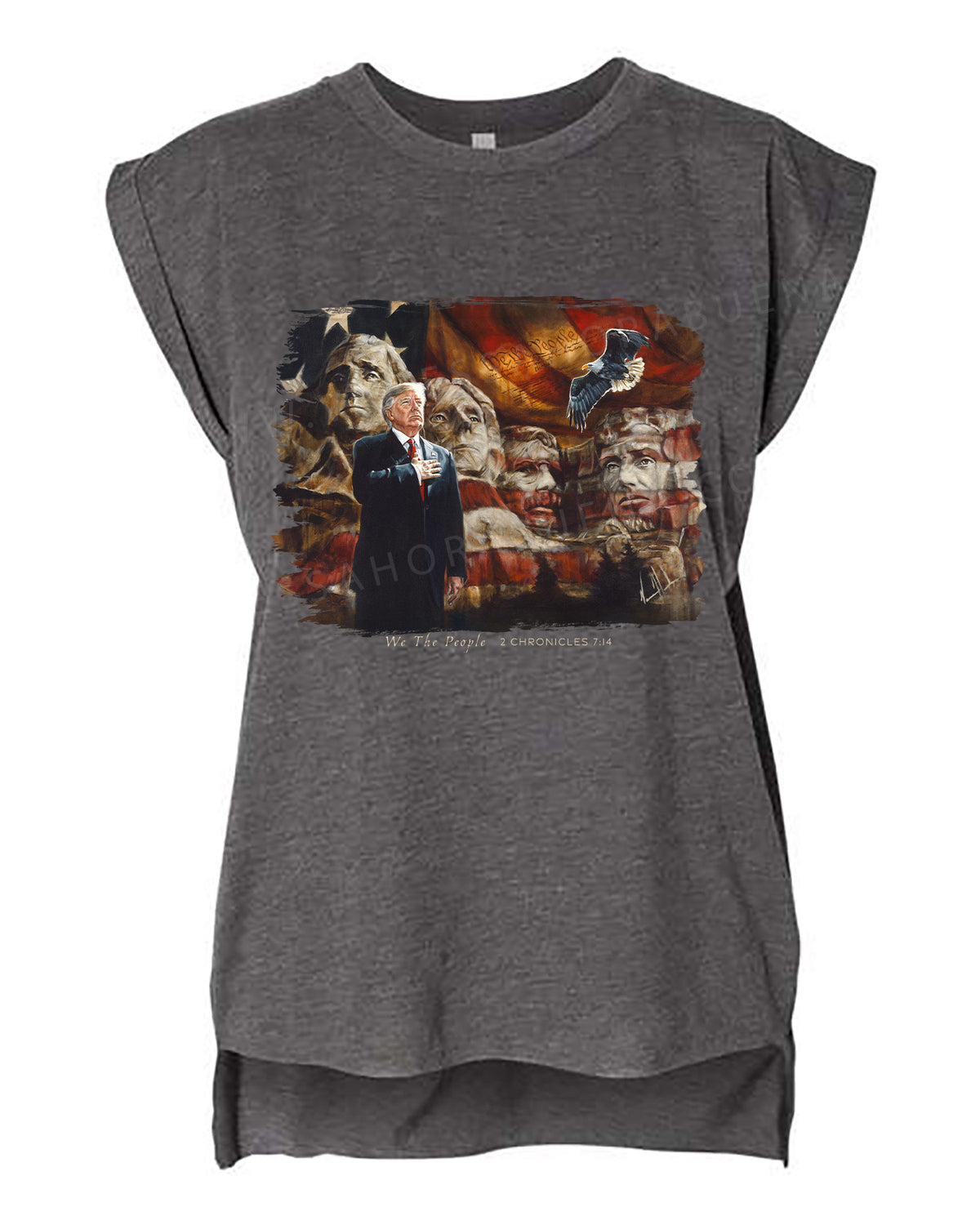 We the People - Ladies Rolled Sleeve Muscle T-Shirt Vanessa Horabuena Dark Grey Heather Small