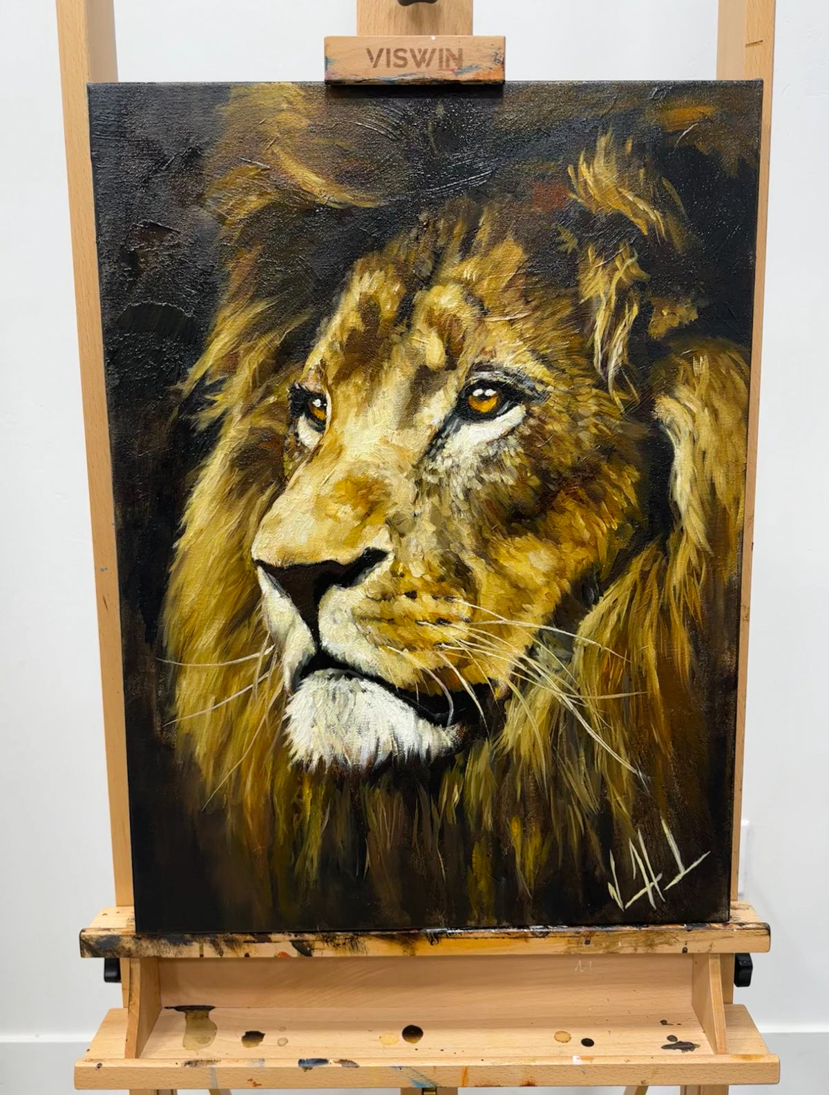 Majestic Lion - 18”x24” Original Mixed-Media Oil Painting