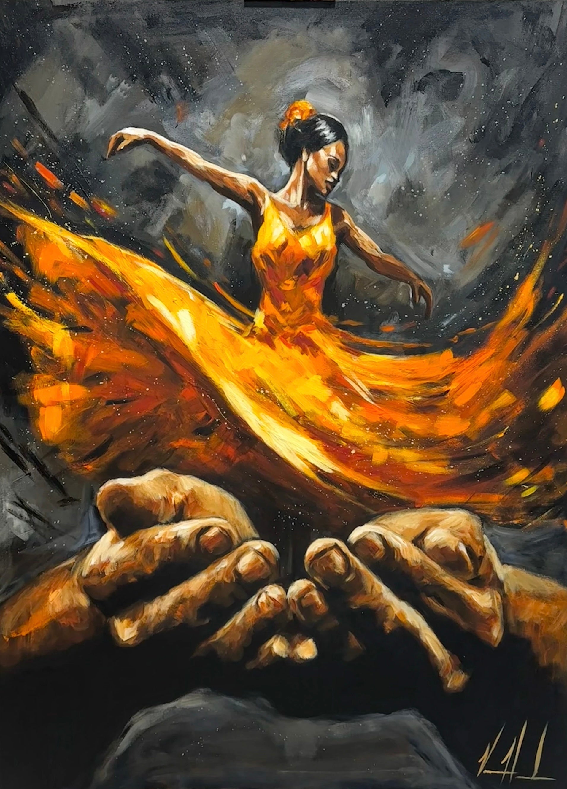 Endless Dance in the Father’s Hands - Holy Fire - 36”x48” Original Acrylic Painting th Original Painting Vanessa Horabuena