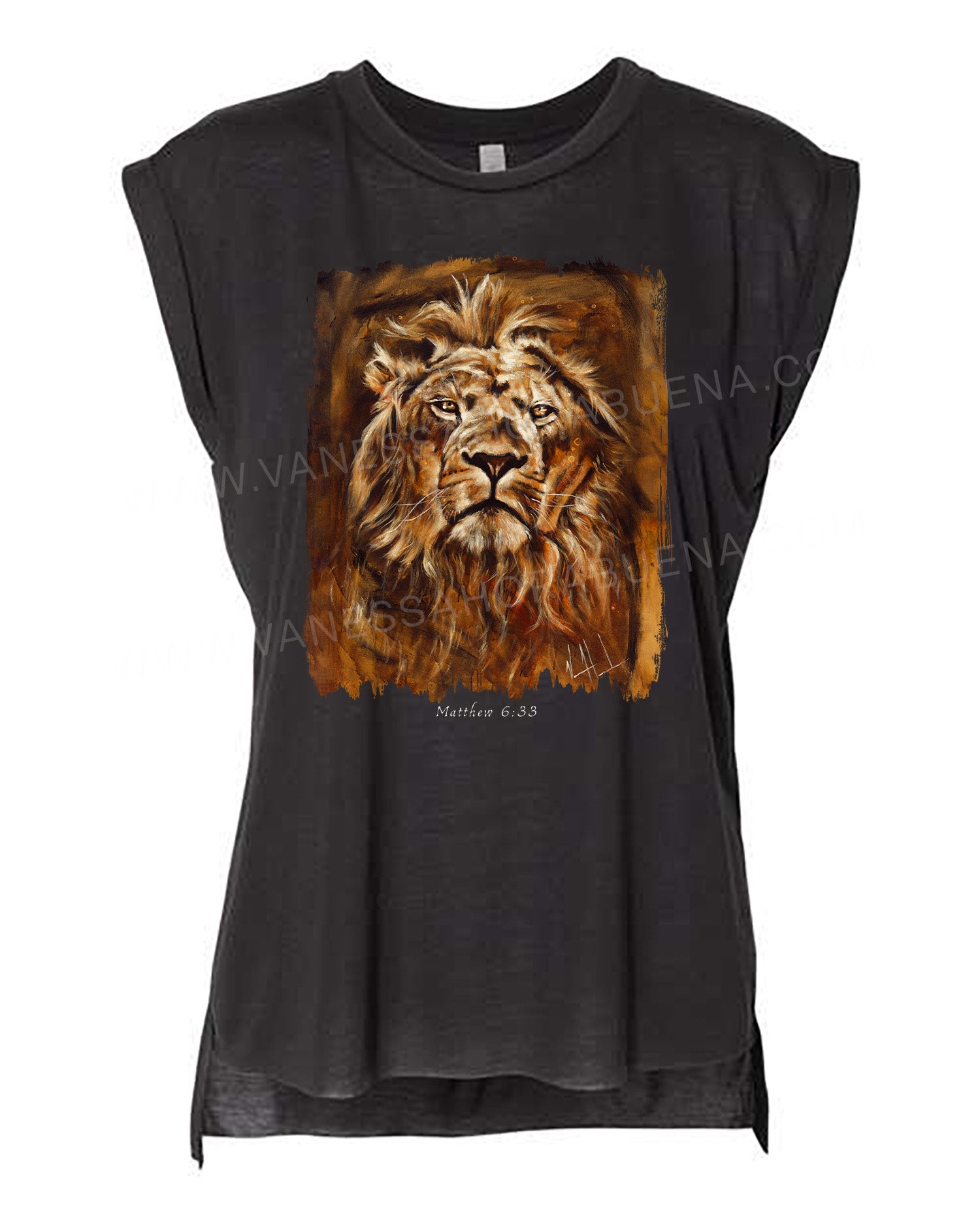 Eternal King - Ladies Rolled Sleeve Muscle T-Shirt Poly-Blend Vanessa Horabuena Black Small