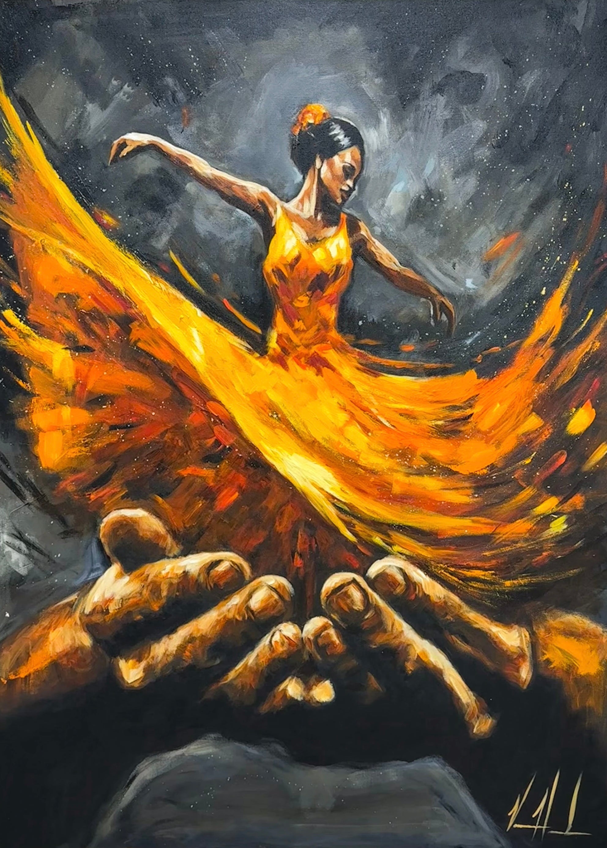 Endless Dance in the Father’s Hands - Holy Fire - 36”x48” Original Acrylic Painting th