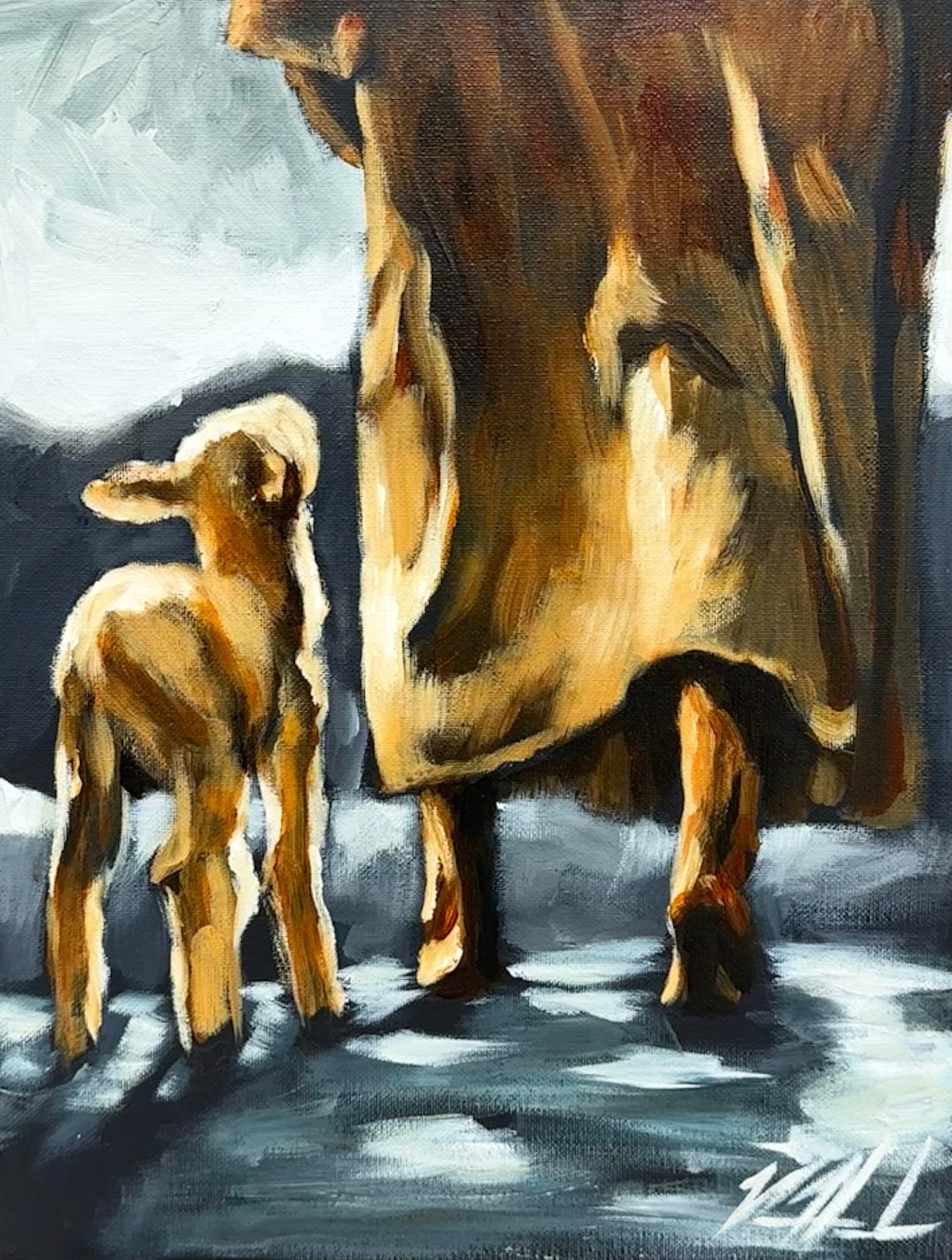 My Sheep Listen to My Voice - 11”x14” Original Acrylic Painting