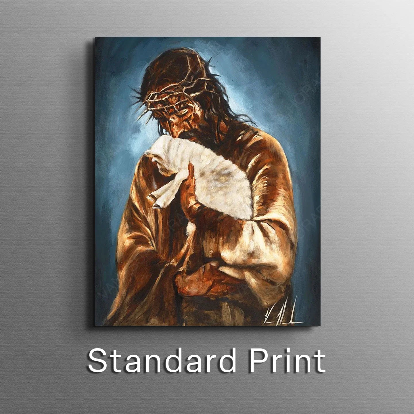 For the One Who Lost Its Way (Blue Background) Jesus Art Print Vanessa Horabuena