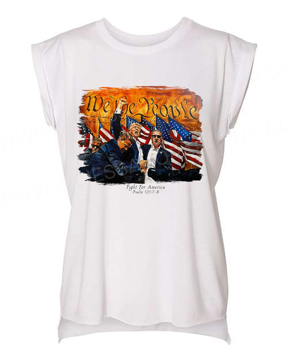 Fight For America - Ladies Rolled Sleeve Muscle T-Shirt