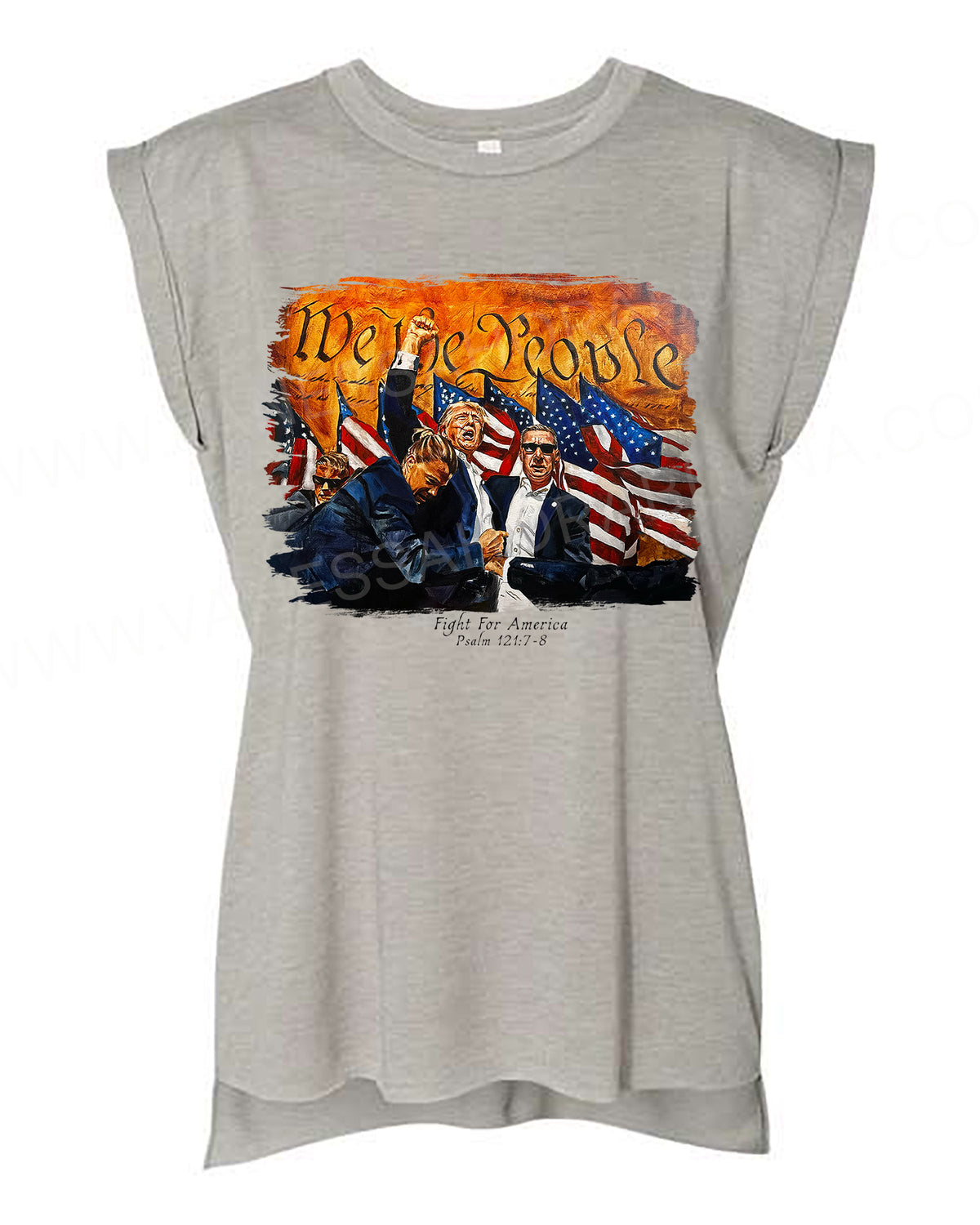 Fight For America - Ladies Rolled Sleeve Muscle T-Shirt