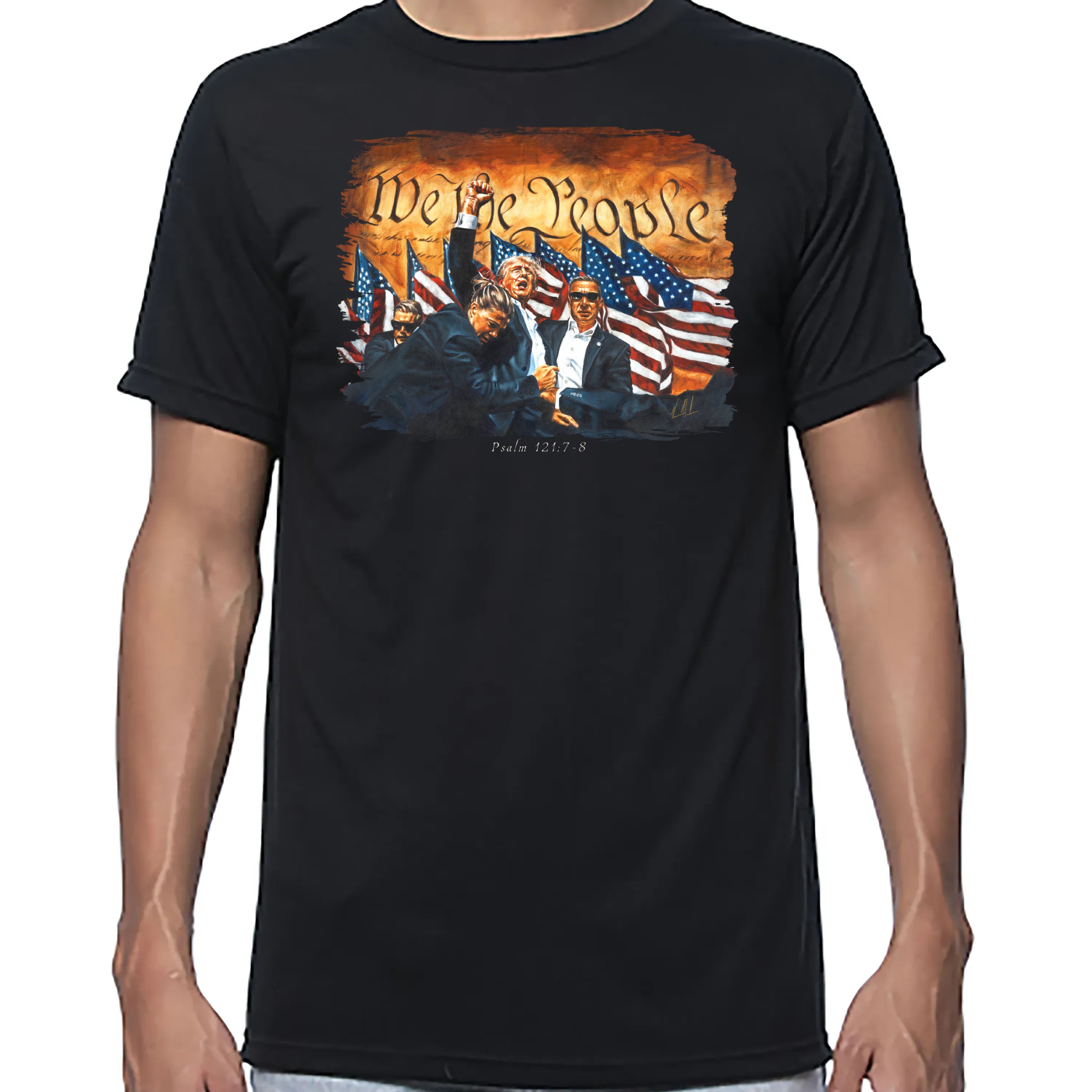 Fight for America - Unisex T (Organic Bamboo) Vanessa Horabuena Short Sleeve Eclipse (Black) XS