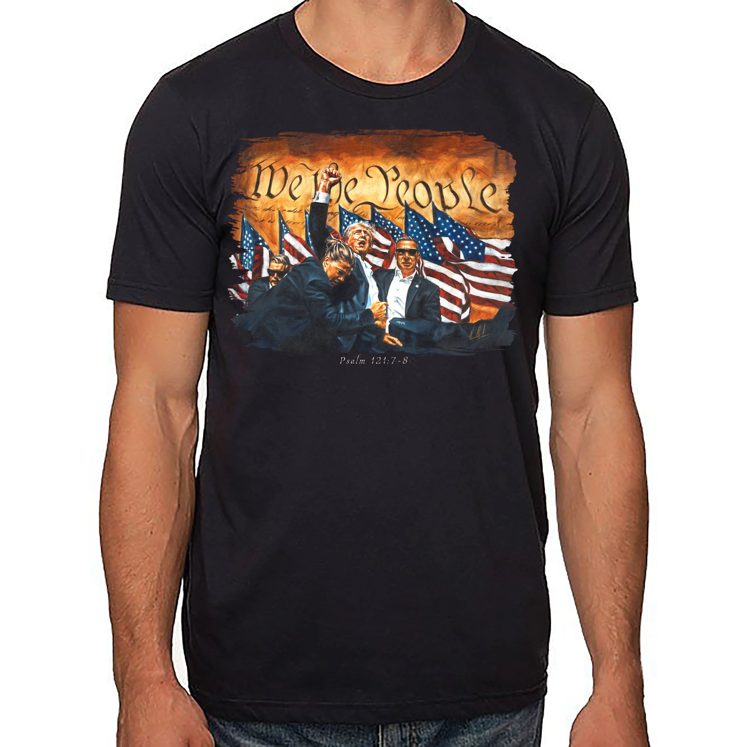 Fight For America - Unisex T (Organic Cotton) Organic Cotton Vanessa Horabuena Short Sleeve Night (Black) XS