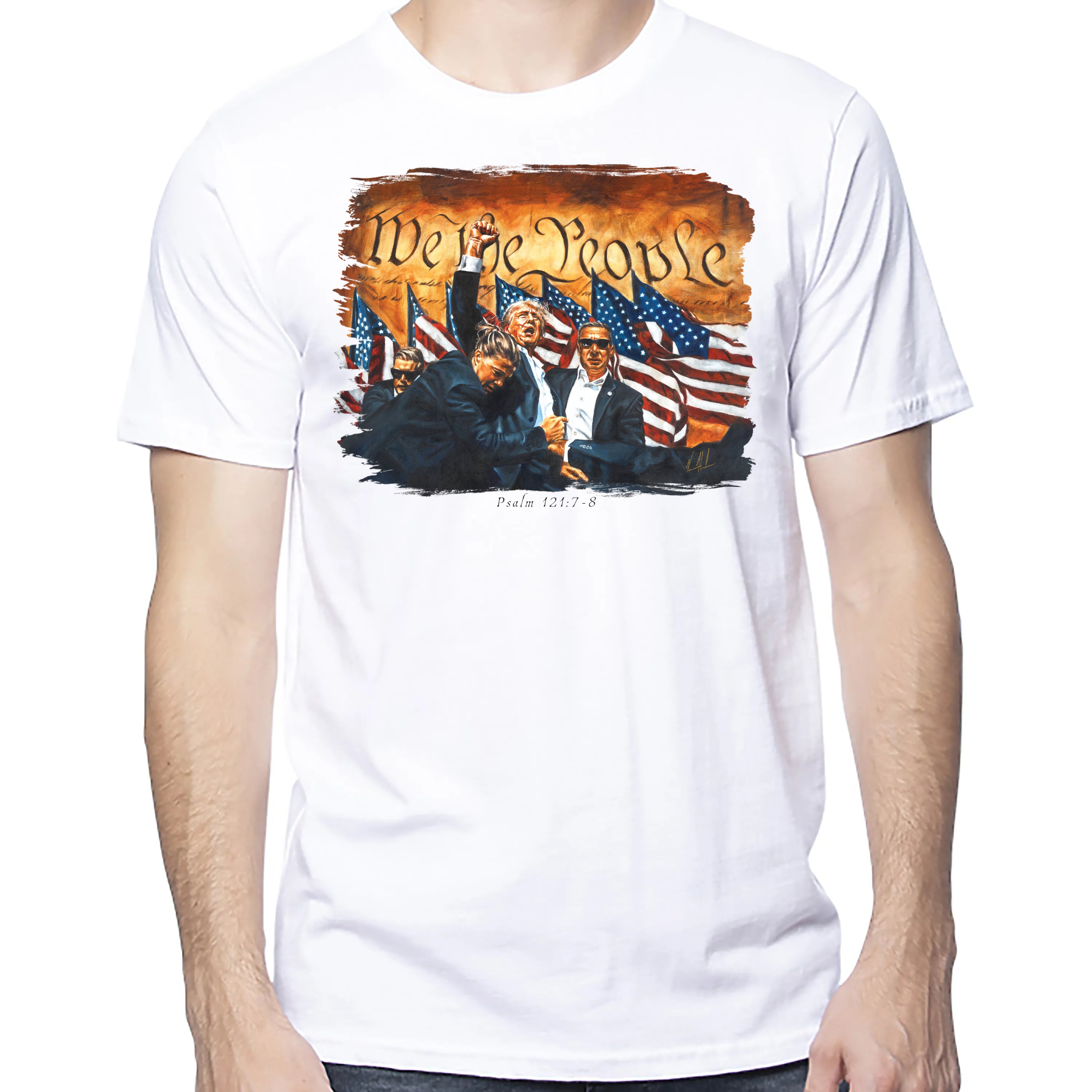 Fight For America - Unisex T (Organic Cotton) Organic Cotton Vanessa Horabuena Short Sleeve Salt (White) XS