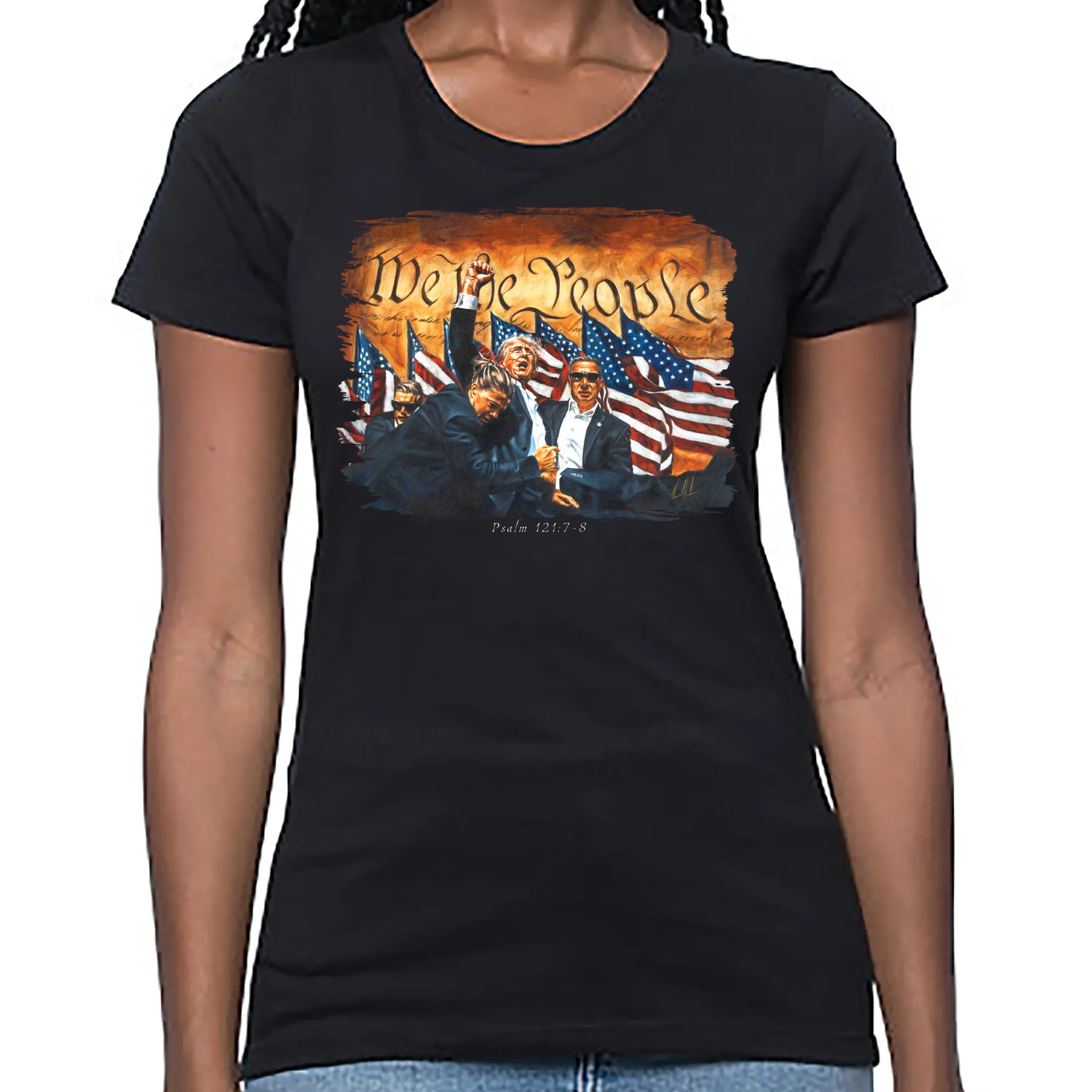 Fight for America - Women's T (Organic Bamboo) Vanessa Horabuena Short Sleeve Eclipse (Black) XS