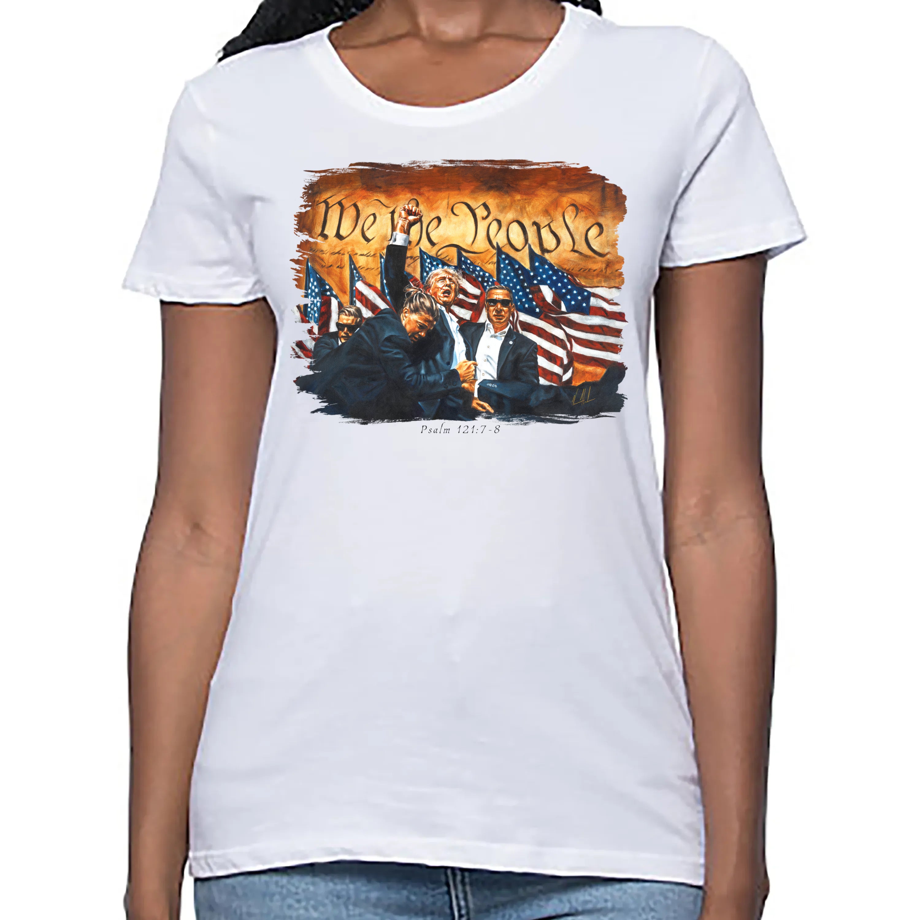 Fight for America - Women's T (Organic Bamboo) Vanessa Horabuena Short Sleeve Frost (White) XS
