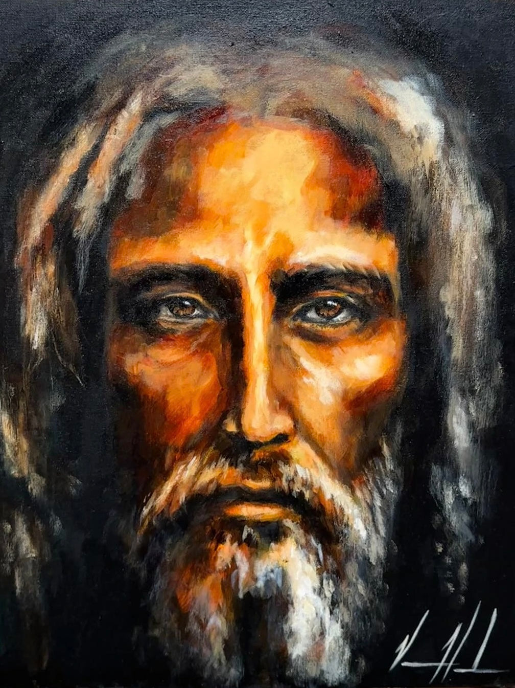 The Shroud of Turin - Light in the Darkness - 16”x20” Original Acrylic Painting Original Painting Vanessa Horabuena