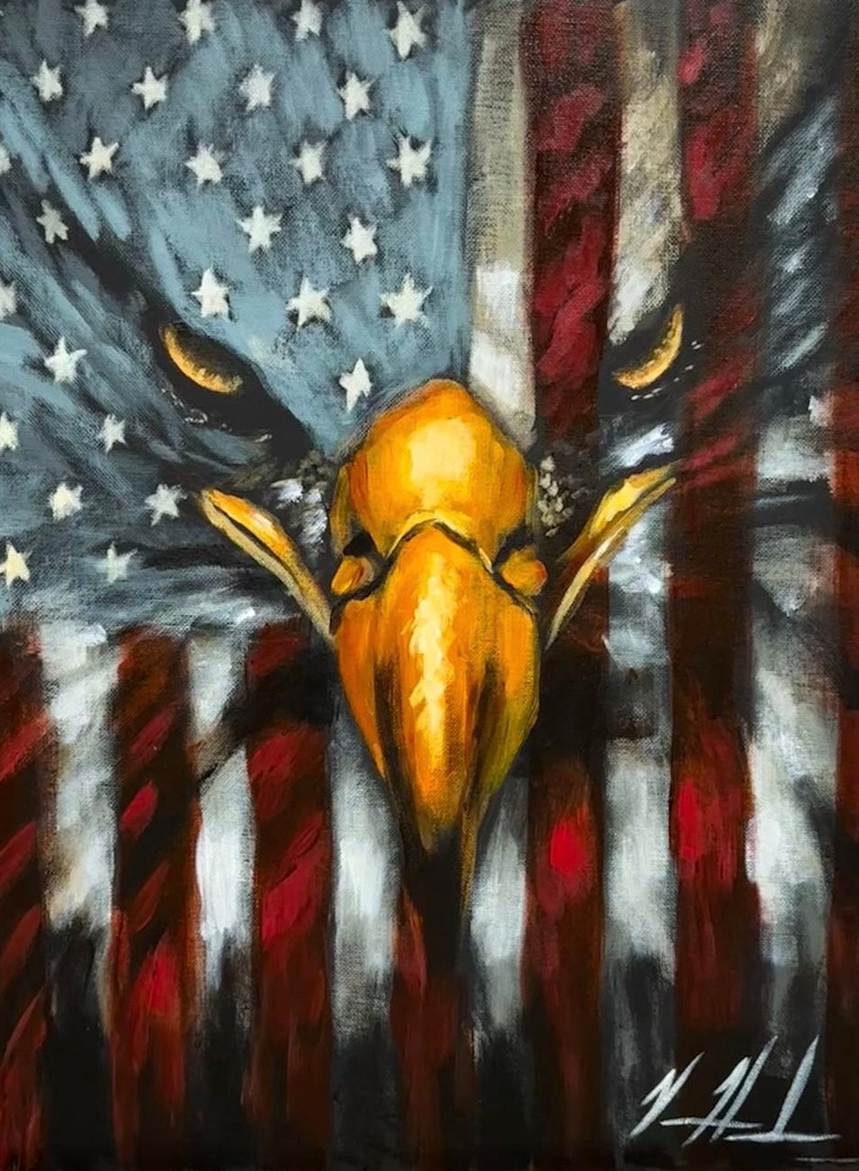 Stripes of Freedom - 14”x18” Original Acrylic Painting Original Painting Vanessa Horabuena