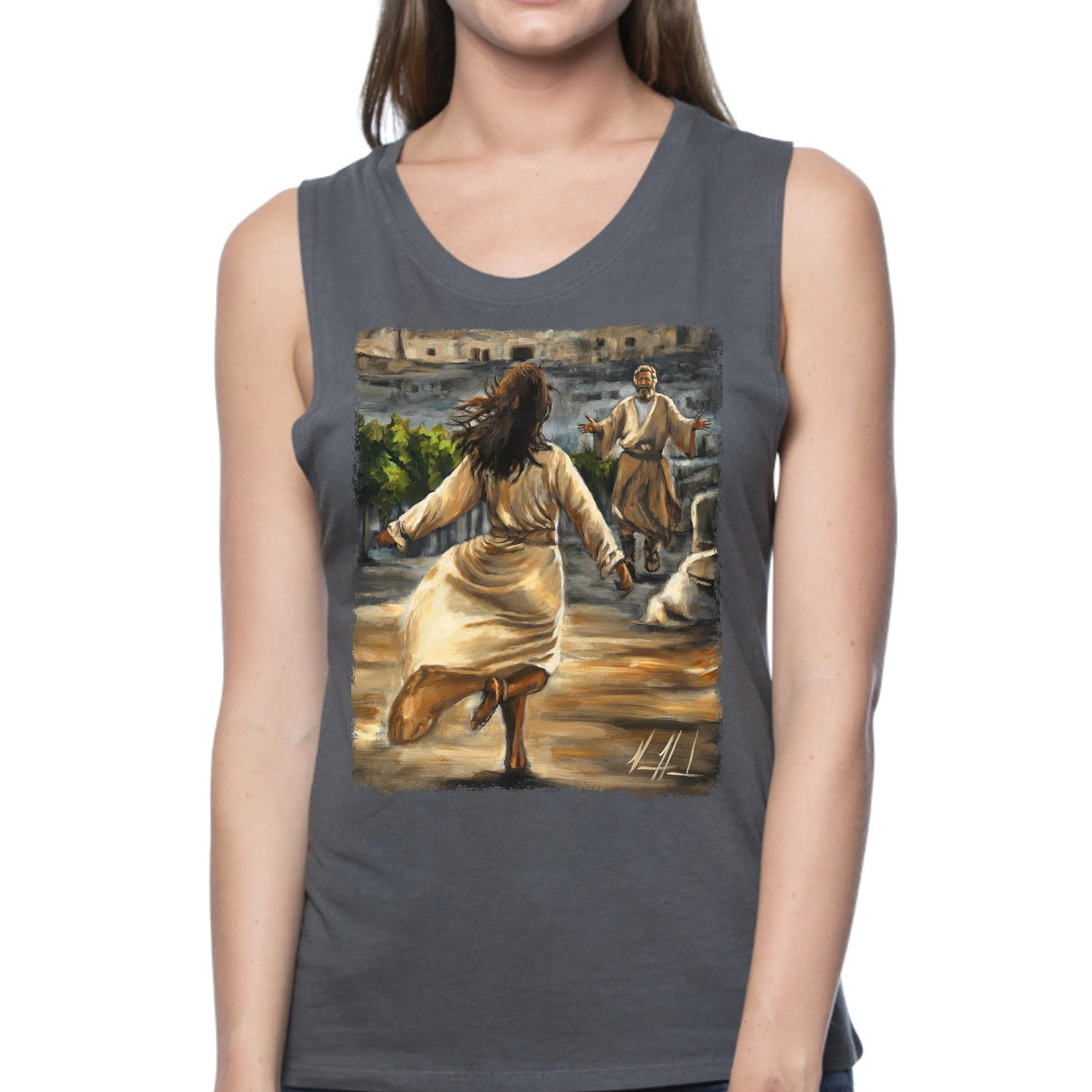 The Prodigal Daughter - Women's Tank Top (Organic Bamboo) Organic Bamboo Vanessa Horabuena Short Sleeve Pewter (Grey) XS