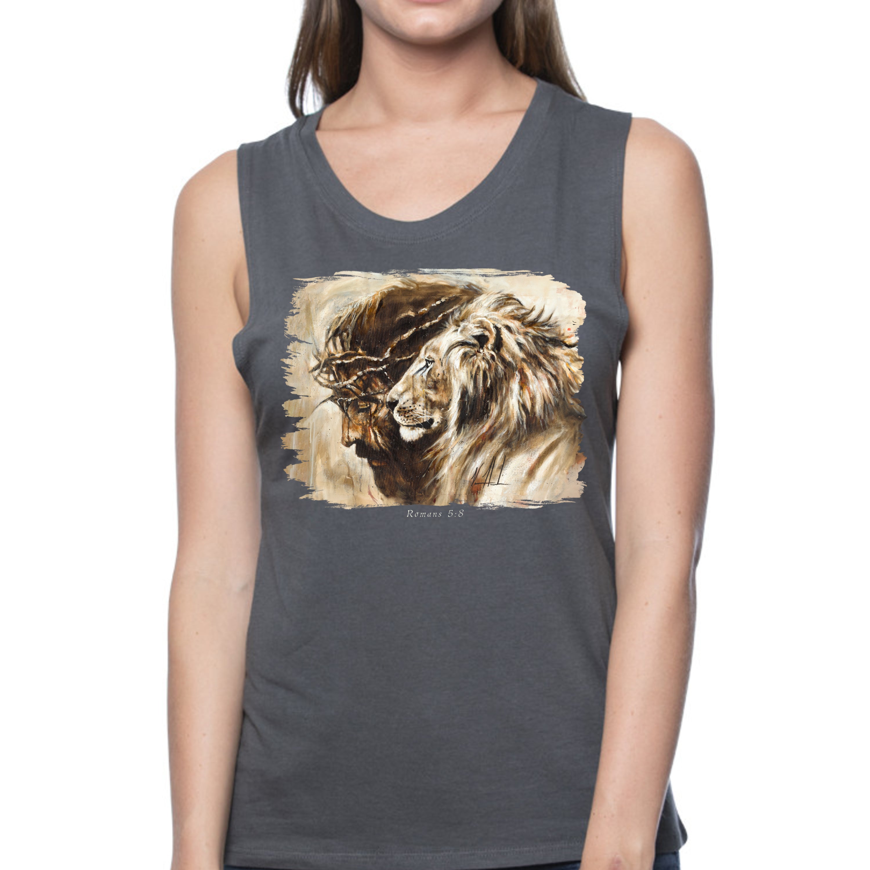 Heaven's Grace - Women's Tank Top (Organic Bamboo) Organic Bamboo Vanessa Horabuena Short Sleeve Pewter (Grey) XS