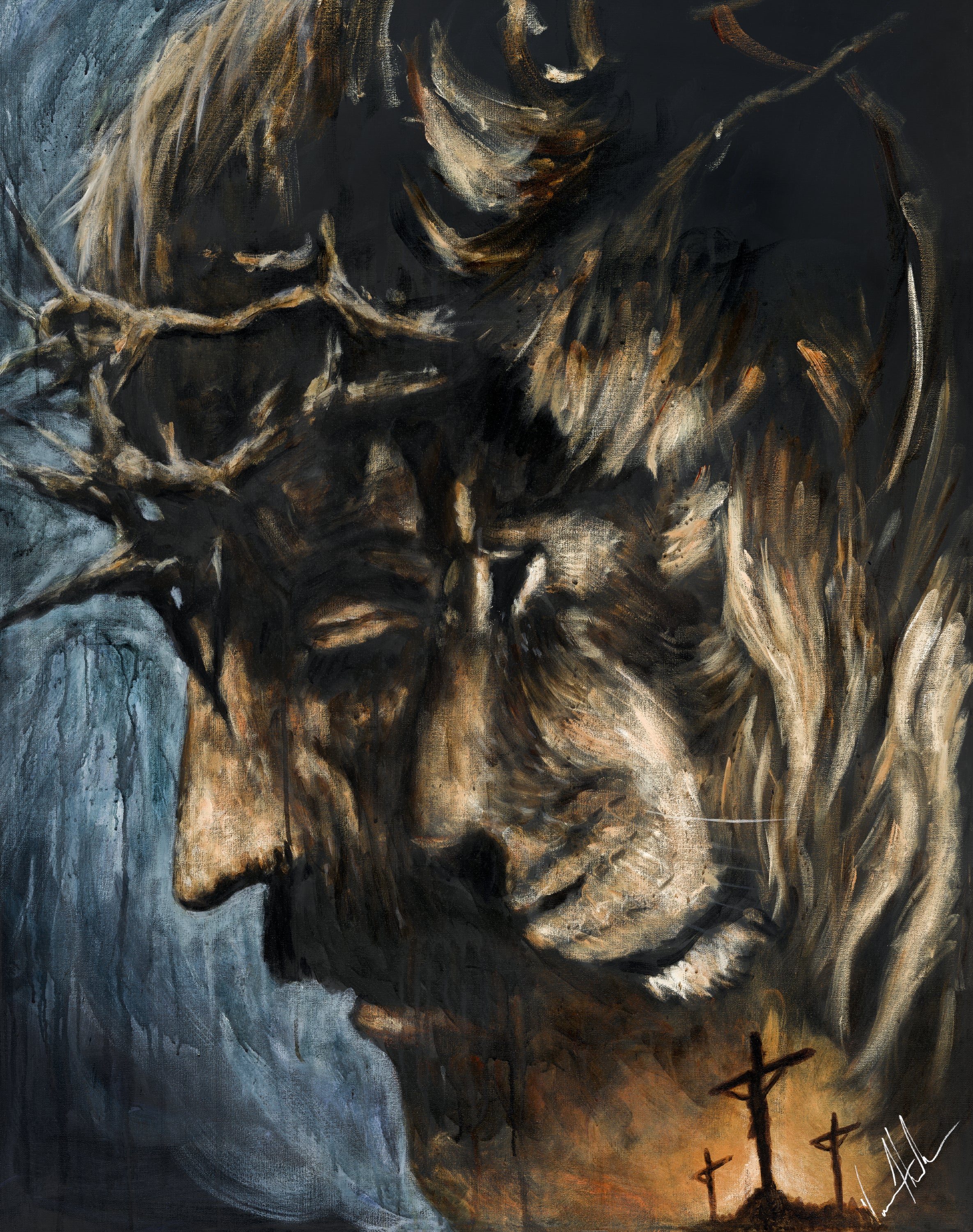 DESIGN DISCONTINUED - Humble King (Blue Background) Vanessa Horabuena