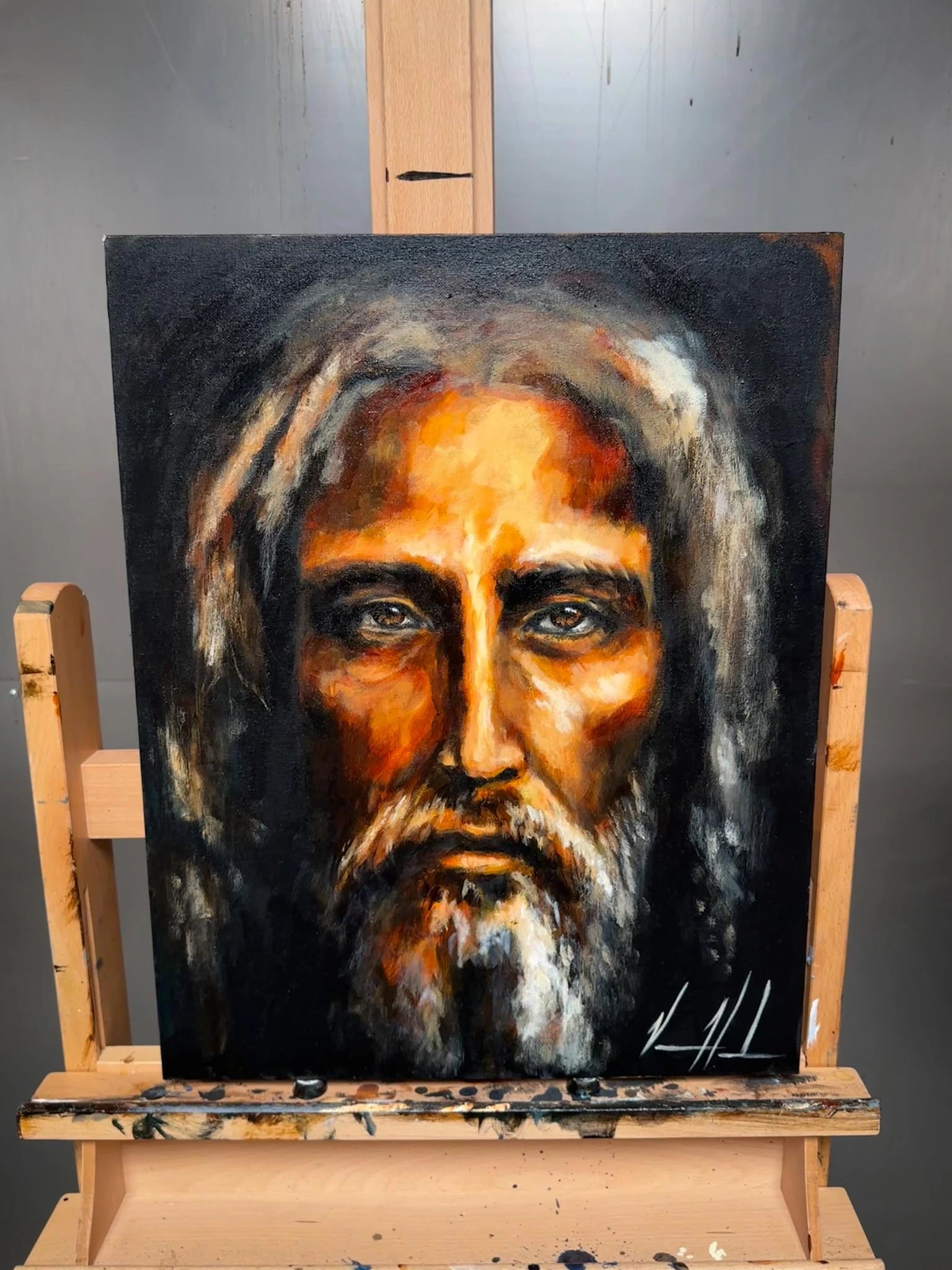 The Shroud of Turin - Light in the Darkness - 16”x20” Original Acrylic Painting Original Painting Vanessa Horabuena