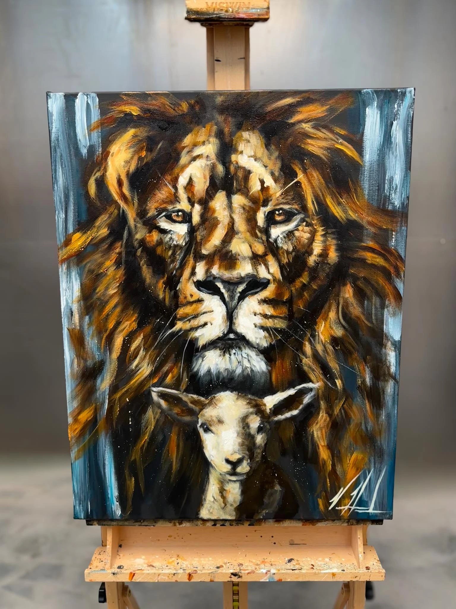 The Lion & Lamb Passover - 24”x30” Original Acrylic Painting