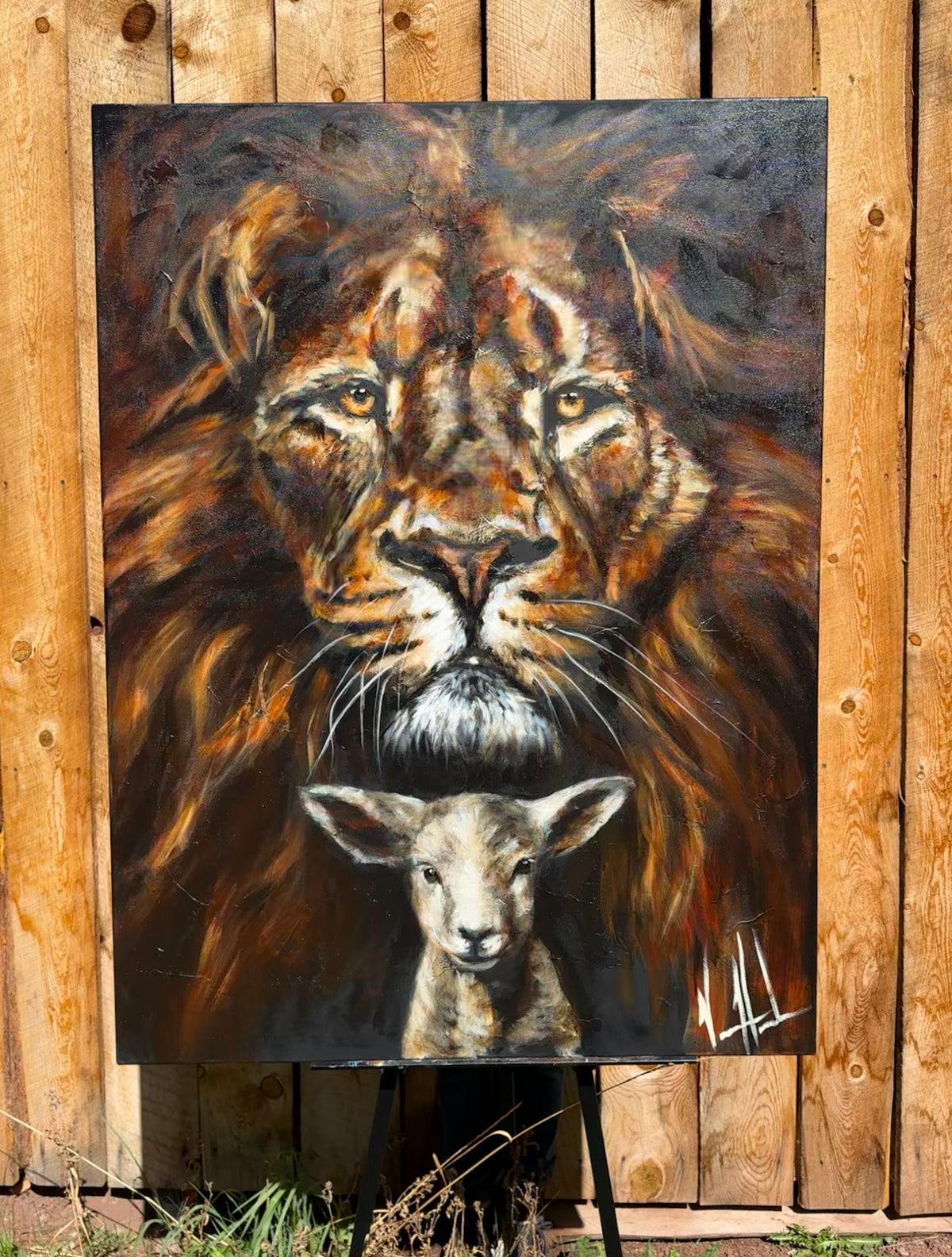 The Lion and Lamb Passover - 36”x48” Original Acrylic Painting