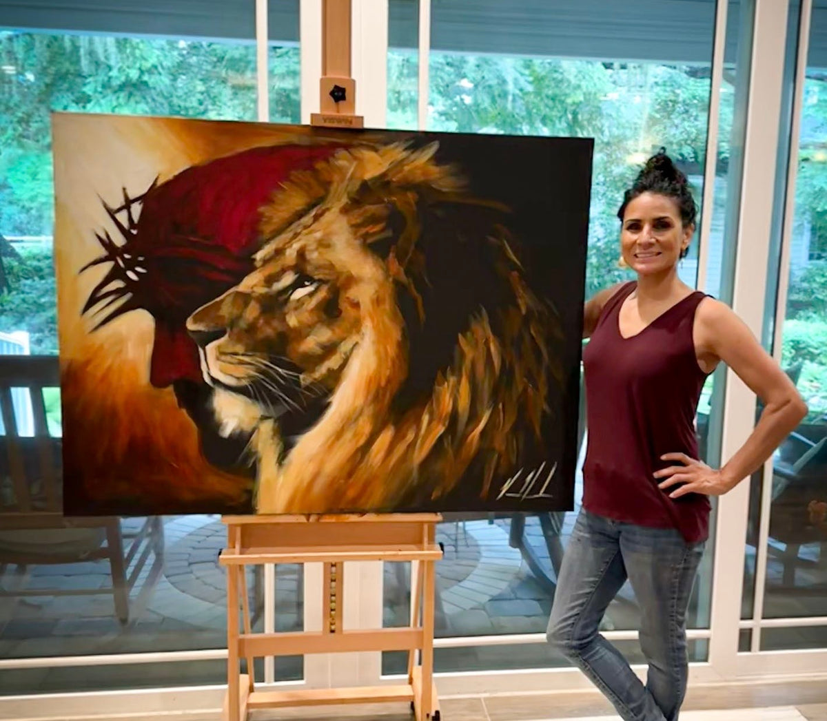 The Lion of Judah - 36”x48” Original Acrylic Painting - Event Speed Painting Original Painting Vanessa Horabuena