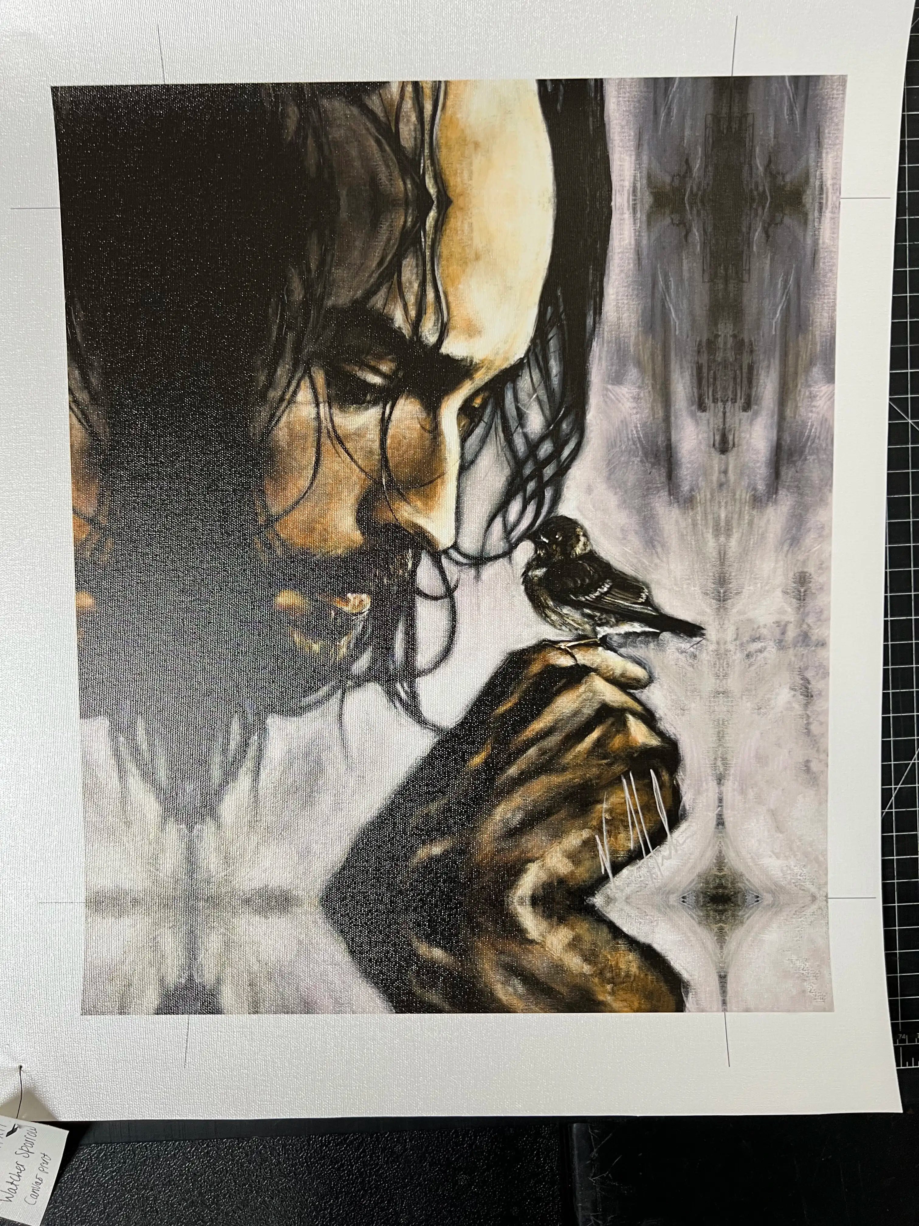 D#. 6 - Watcher of the Sparrow - 11"x14" Canvas Print Vanessa Horabuena