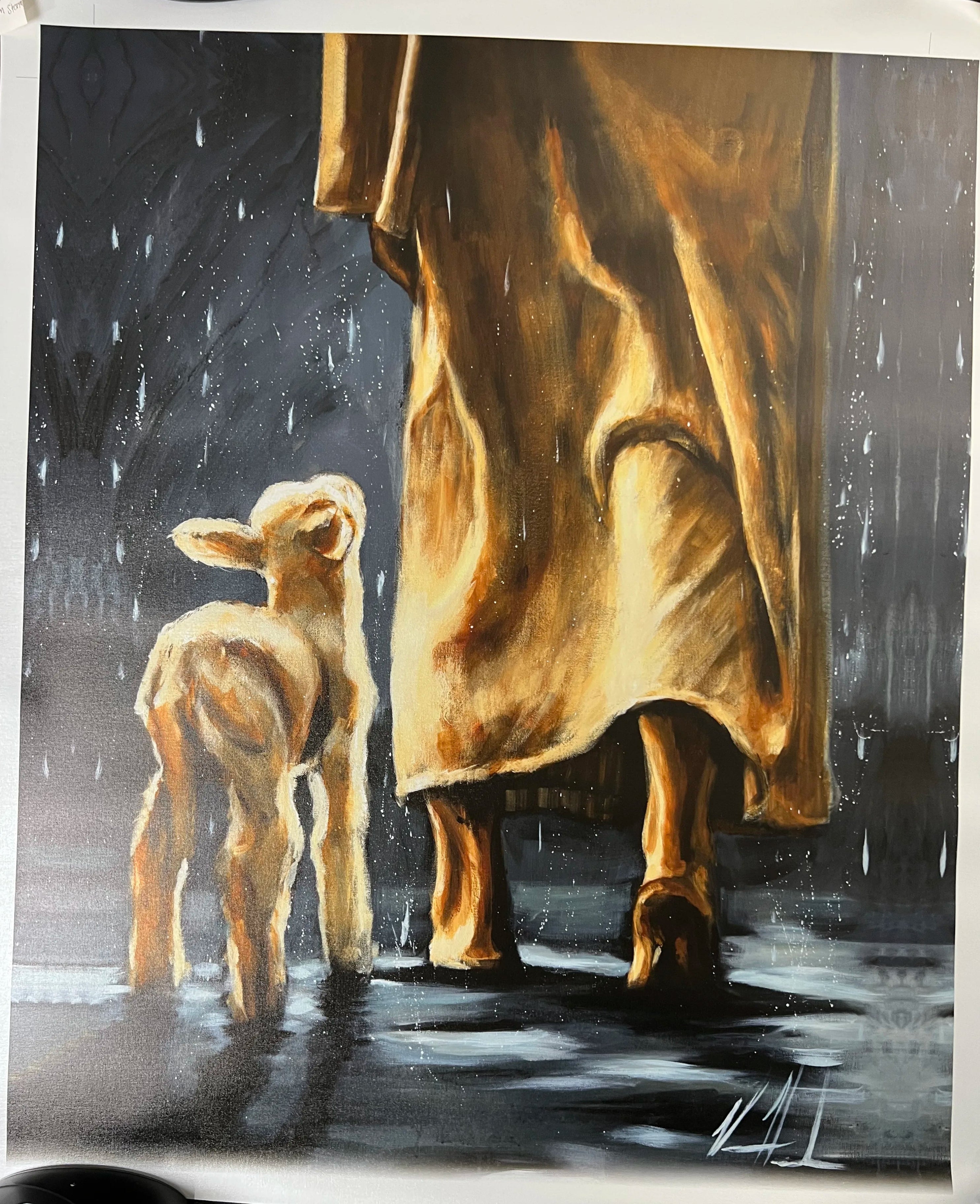 D#. 4 - My Sheep Listen to My Voice - The Voice that Calms the Storm - 36"x48" Canvas Print Vanessa Horabuena