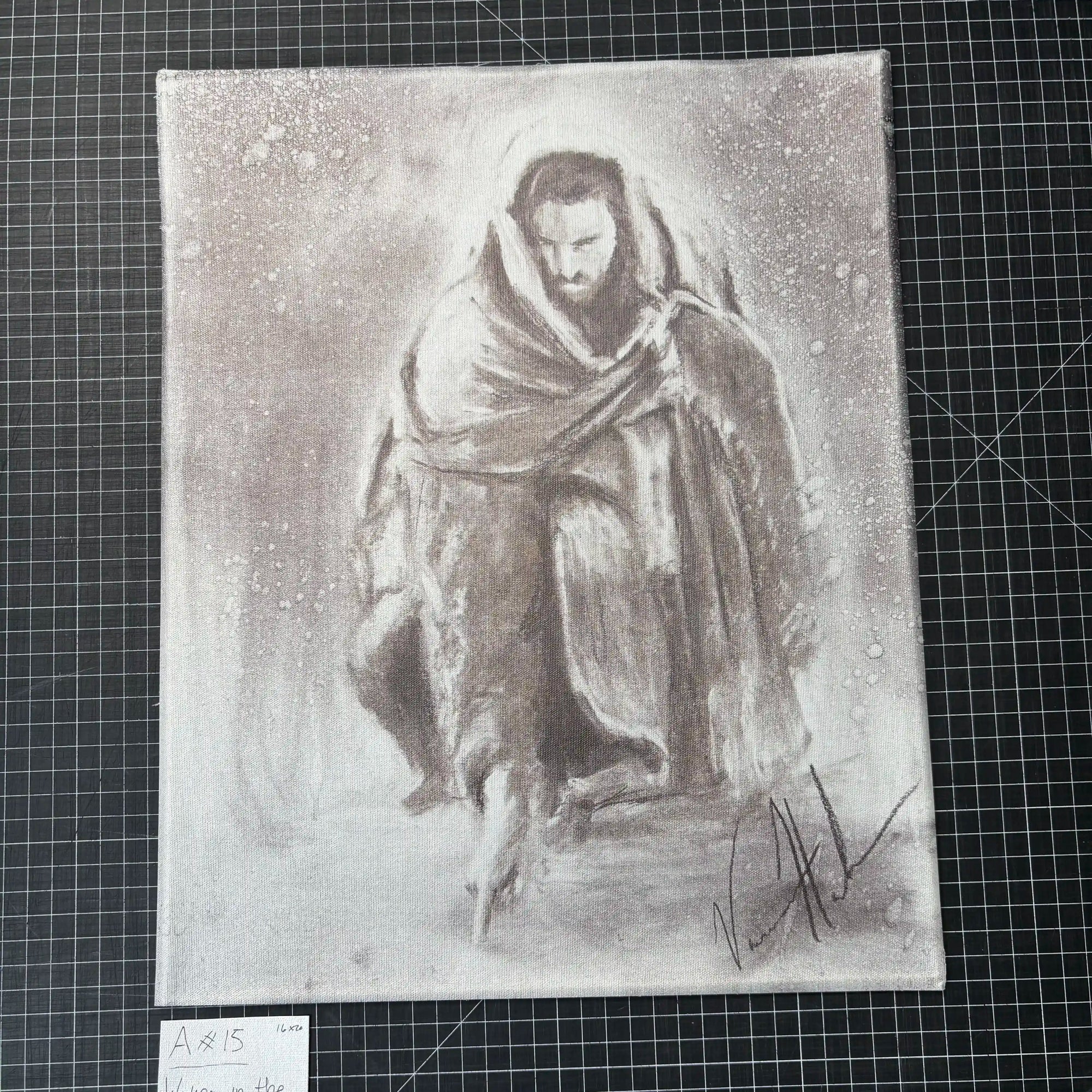 A#. 15 - Writing in the Sand Sketch - 16"x20" Canvas Print Vanessa Horabuena